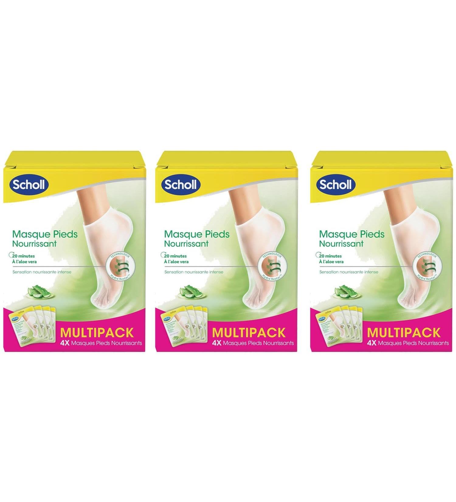SCHOLL Pack of 3 x 4 Pairs of Nourishing Foot Masks with Aloe Vera - Buy Online on GoSupps.com