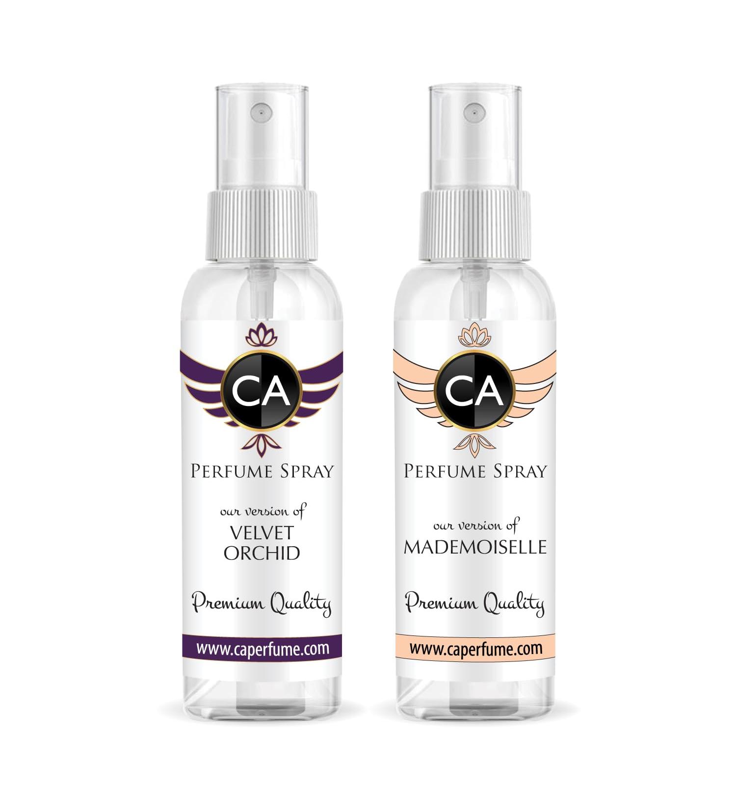 CA Perfume Impression of (Velvet Orchid + Mademoiselle) Travel Size Sample Fragrance Refillable Atomizer Long Lasting Eau de Parfum (Cologne) Sprayer / 2 Fl Oz/ 60 ml Velvet Orchid + Coco Mademoiselle Impression - Buy Online on GoSupps.com