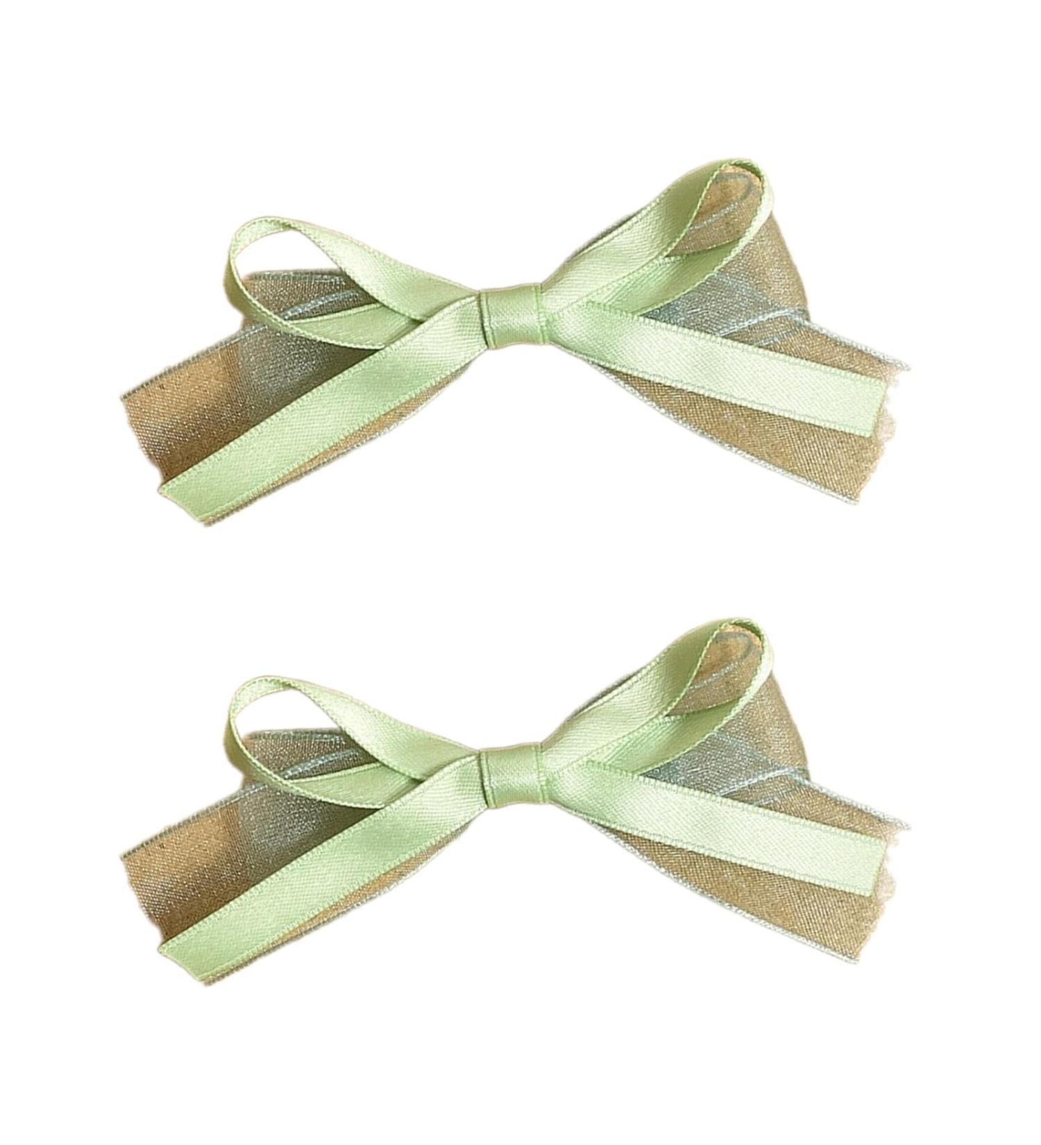 AJOIDR Ribbon Elegant 2000s Style Side Clip Hair Clip Elaborate Fairy Style Large Bowknot Balletcore Green-2pcs - Buy Online on GoSupps.com