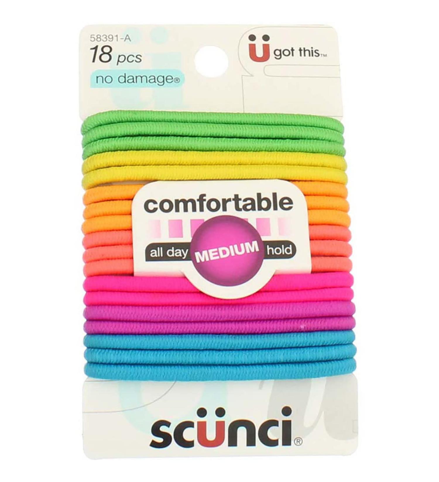 Scunci Large No-Damage Neon Hair Ties - 18 Count - Buy Online on GoSupps.com