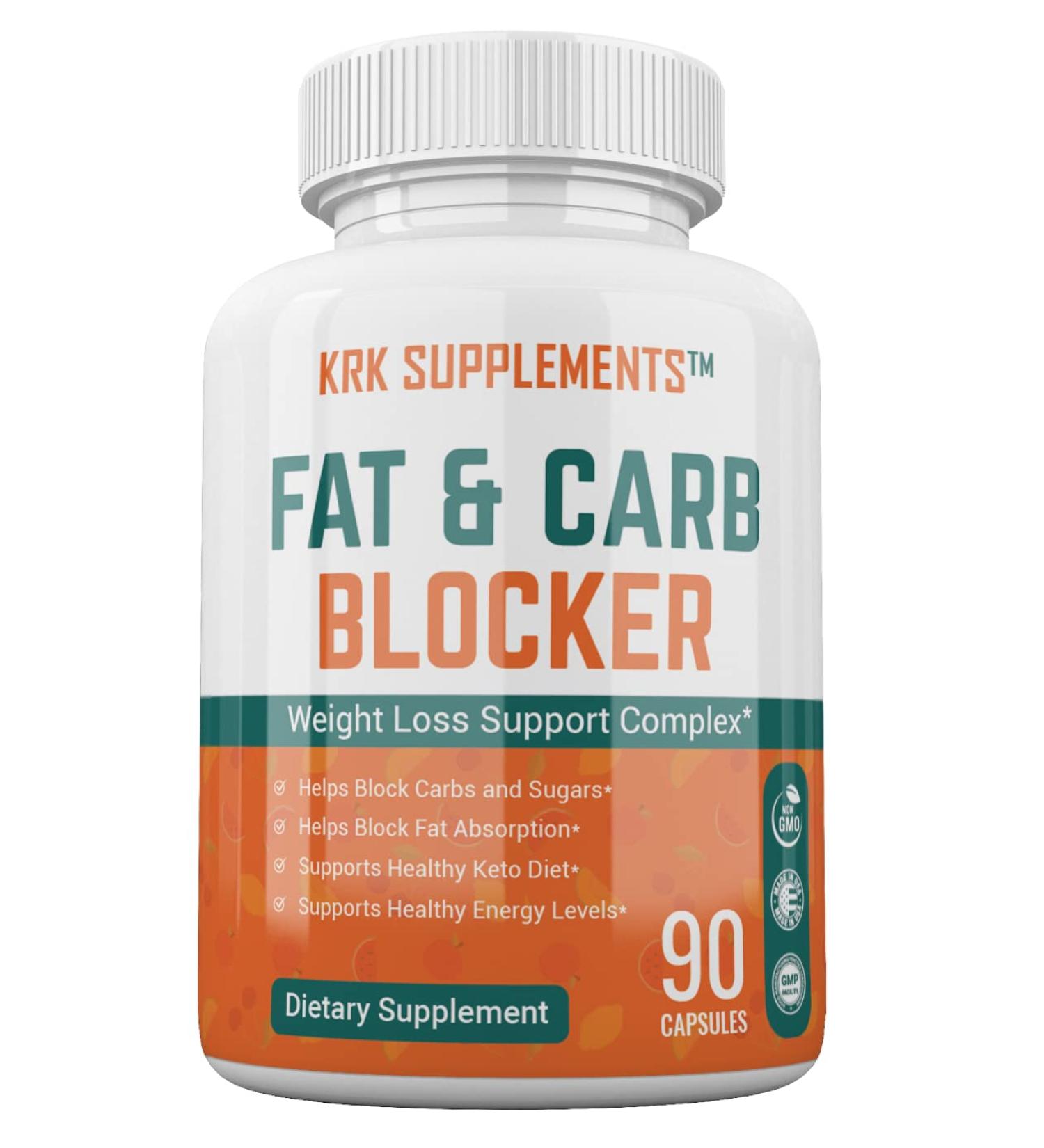 90 Capsules Fat & Carb Blocker with White Kidney Bean Extract and Chitosan - KRK Supplements - Buy Online on GoSupps.com