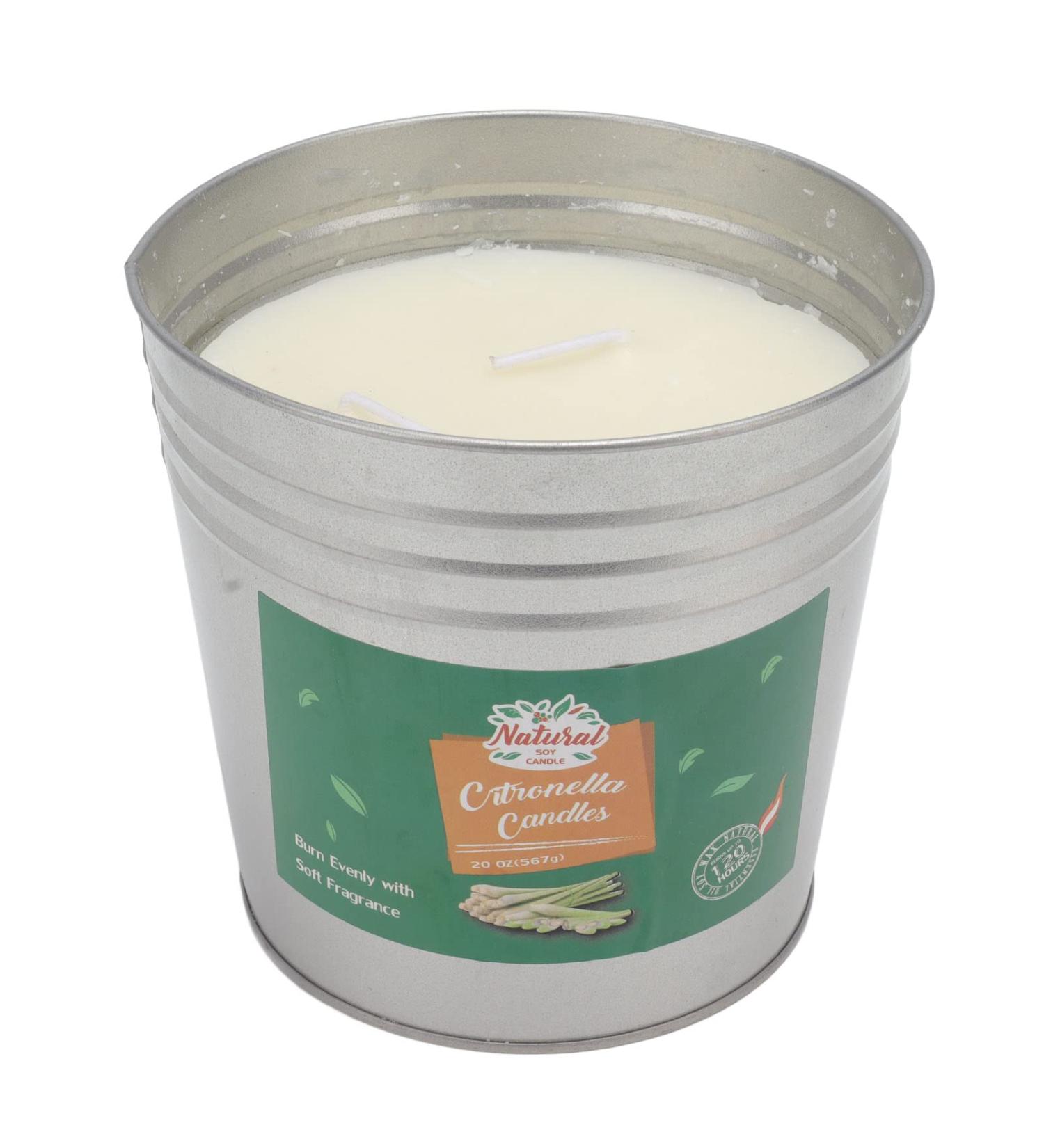 Large 3-Wick Citronella Scented Candle - Smokeless Metal Bucket for Outdoor Camping | Perfect Gift Set for Women & Birthdays - Soy Wax & Essential Oils - Buy Online on GoSupps.com