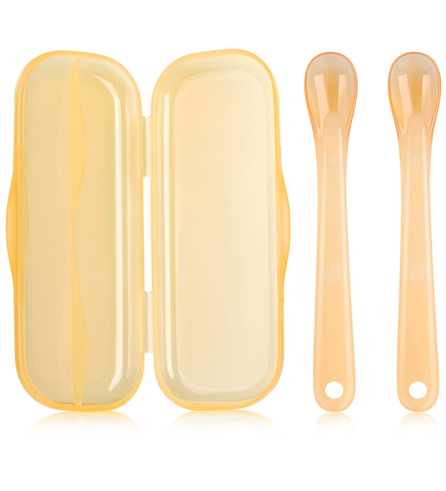 Baby Spoon Set - 2 Silicone Feeding Spoons for Infants & Toddlers | Safe Soft Cutlery for Baby Food Learning - Buy Online on GoSupps.com