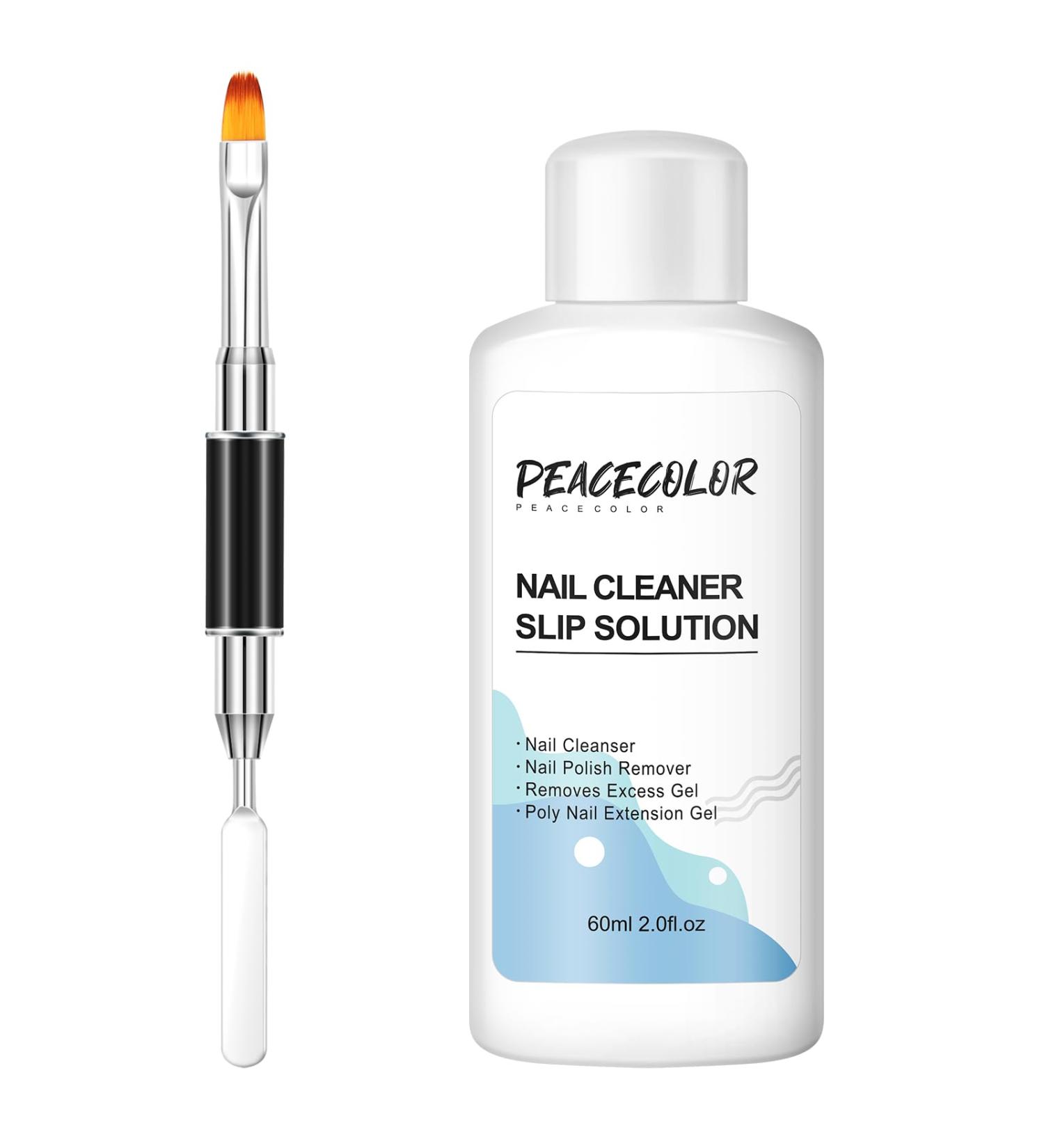 PEACECOLOR 60ML Slip Solution Cleanser Plus with Dual End Nail Brush Set Professional for Poly Extension Nail Gel Builder Nail Gel Nail Tips & Extensions Home DIY Nail Art Use color 193 - Buy Online on GoSupps.com