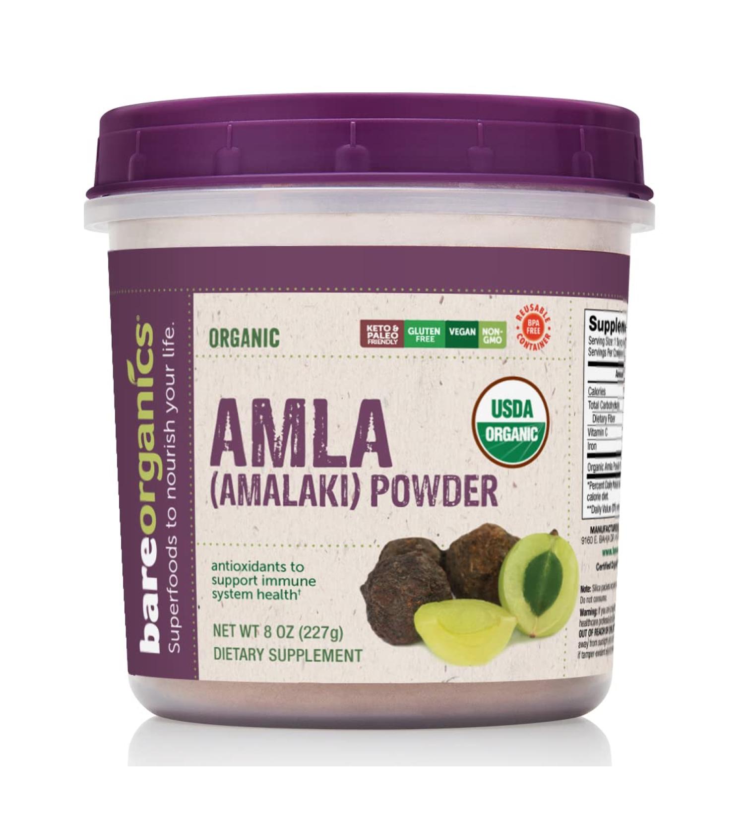 BareOrganics Amla Indian Gooseberry Superfood Powder - 8 oz Dietary Supplement - Buy Online on GoSupps.com