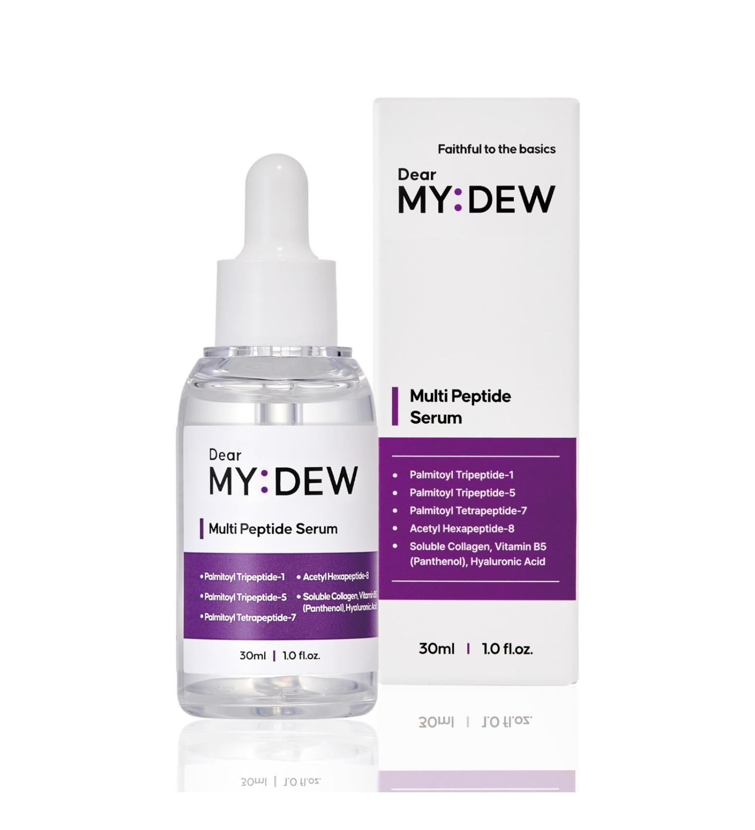 DearMYDEW Multi Peptide Complex Serum Matrixyl 3000 Argireline Vegan Collagen Niacinamide Hyaluronic Acid for Anti-Aging Anti-Wrinkles Collagen Boost for Elasticity Korean Skincare 1Fl Oz - Buy Online on GoSupps.com