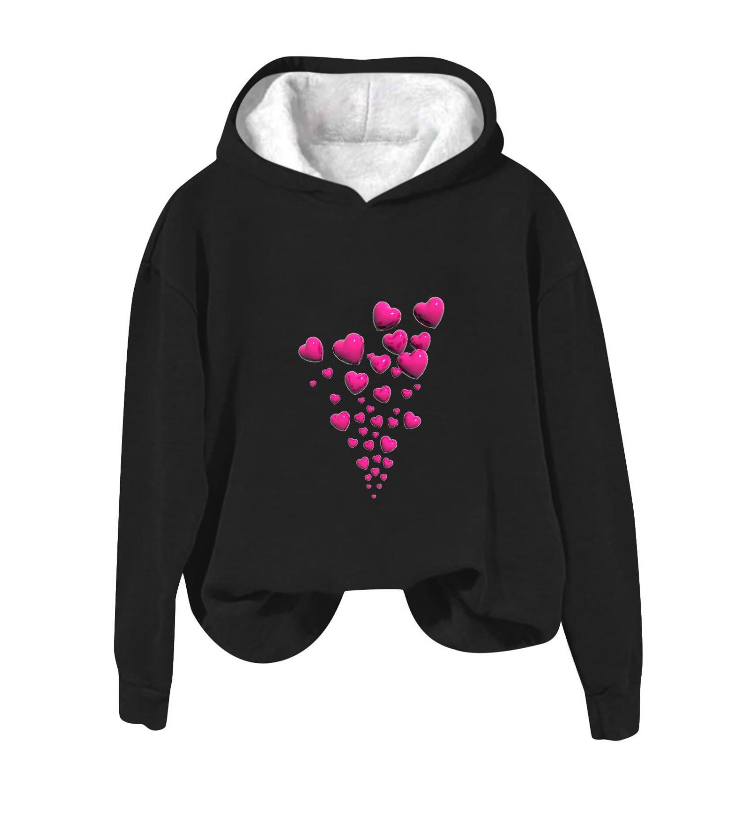 oelaio 2024 Valentines Day Shirts for Women Cute Love Heart Graphic Tees Casual Loose Long Sleeve Round Neck Pullover Tops - Buy Online on GoSupps.com