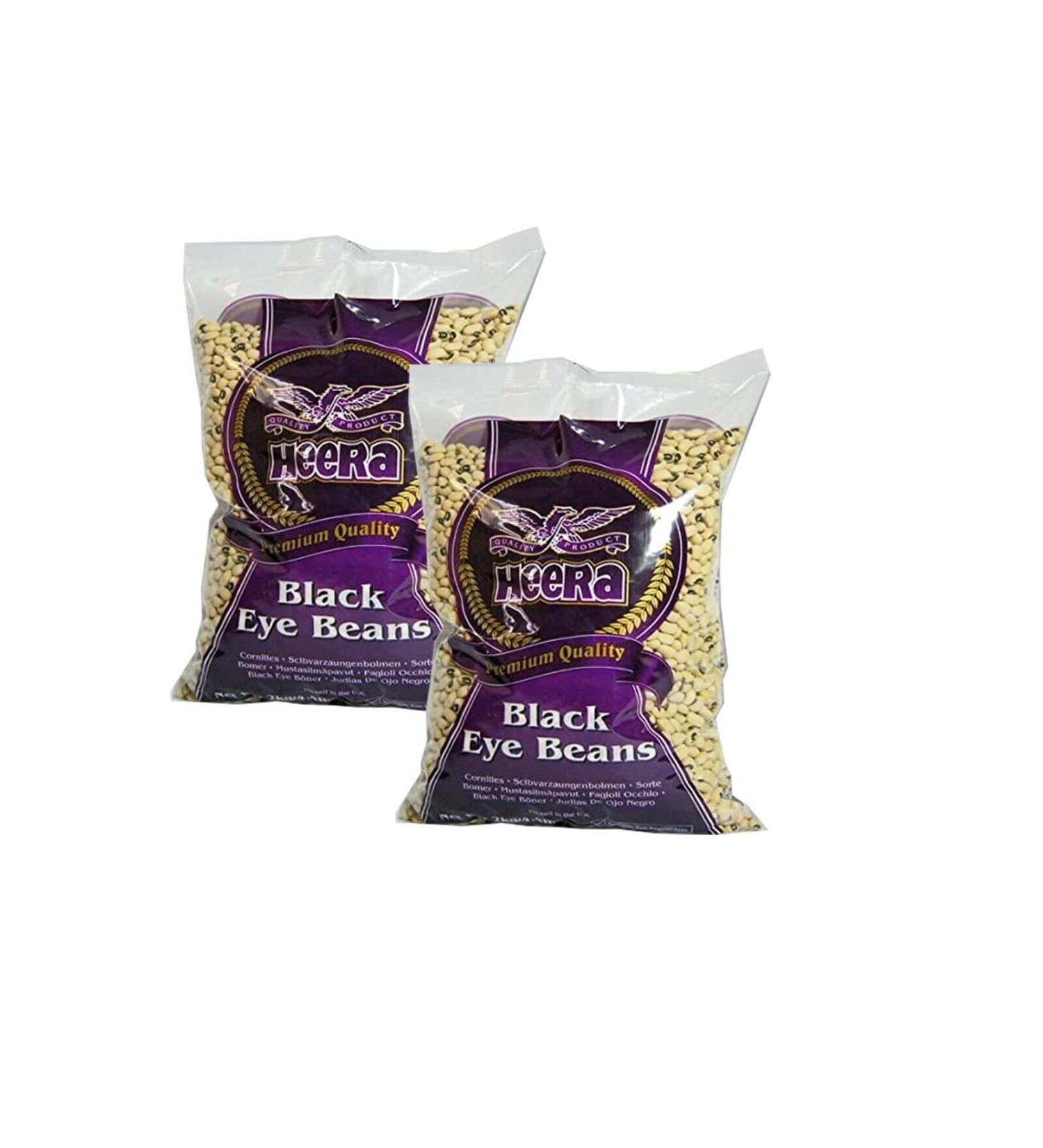 Heera Black Eye Beans 2 kg - Popular Ingredient In Traditional Indian Cuisine - Can Be Used In Variety Of Dishes (Pack of 2)