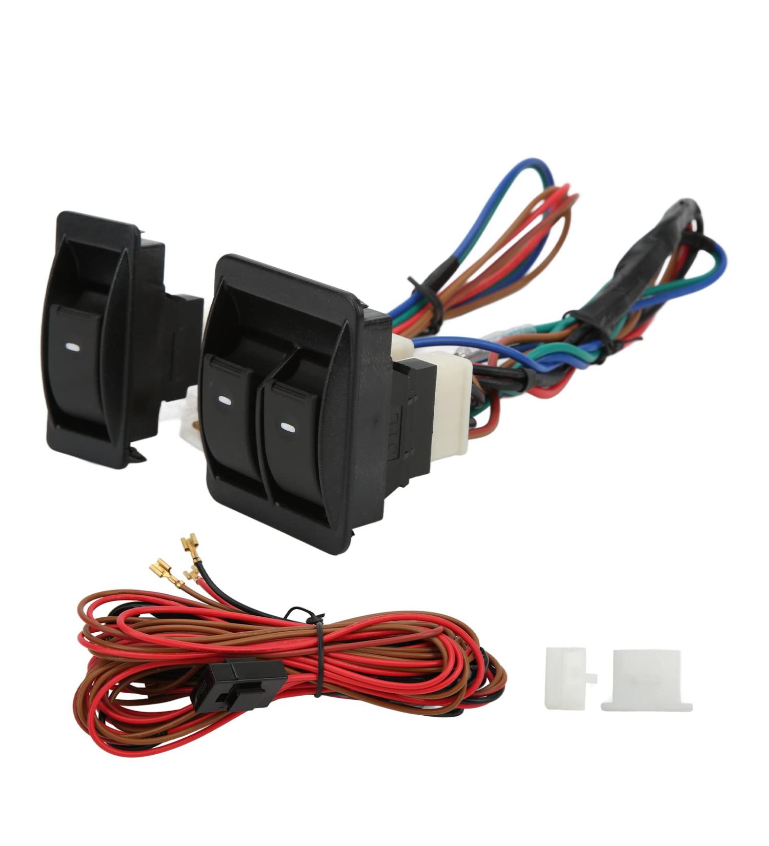 Universal Car Power Window Switch Kits | 5pcs Electric Window Regulator with Wiring Harness for 2 Doors - International Shipping Available - Buy Online on GoSupps.com