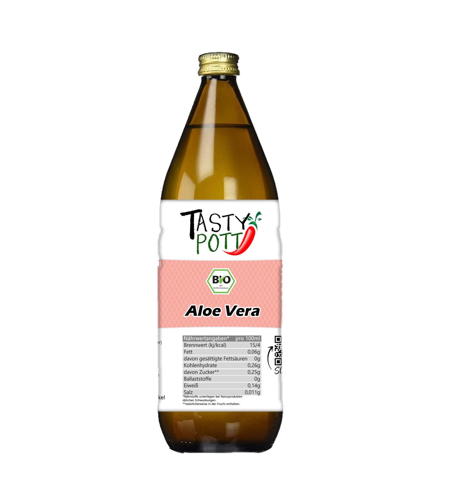 Tasty Pott Organic Aloe Vera Juice - Aloe Vera Juice - Natural Plant Juice - Vegan Food - Rich in Vitamins - Fruit Juice - In a 1000 ml Glass Bottle - Buy Online on GoSupps.com