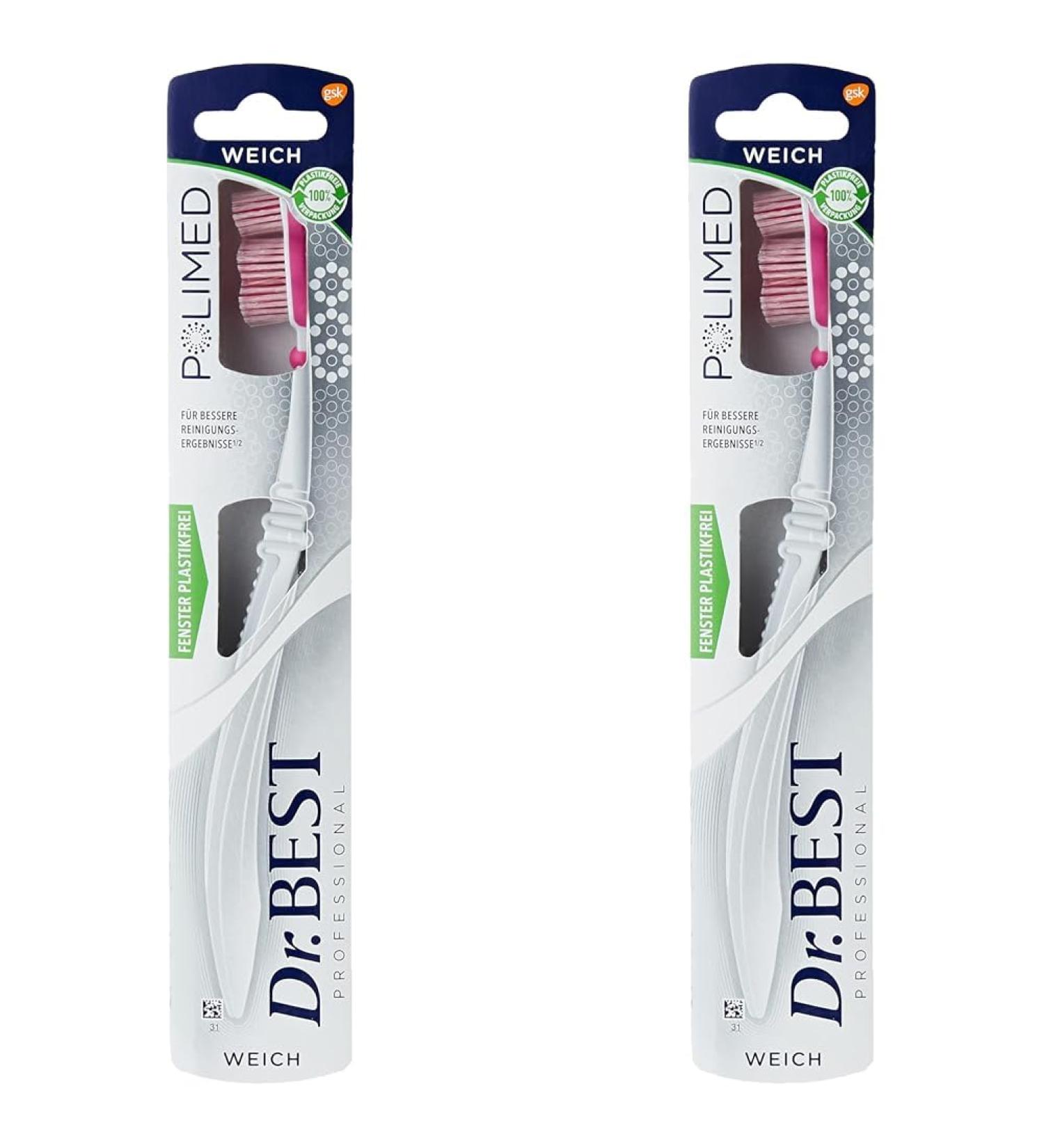 Dr. Best Polimed Toothbrush - Soft (2 Pack) for Up to 49% Better Cleaning in Hard-to-Reach Areas - International Shipping Available - Buy Online on GoSupps.com