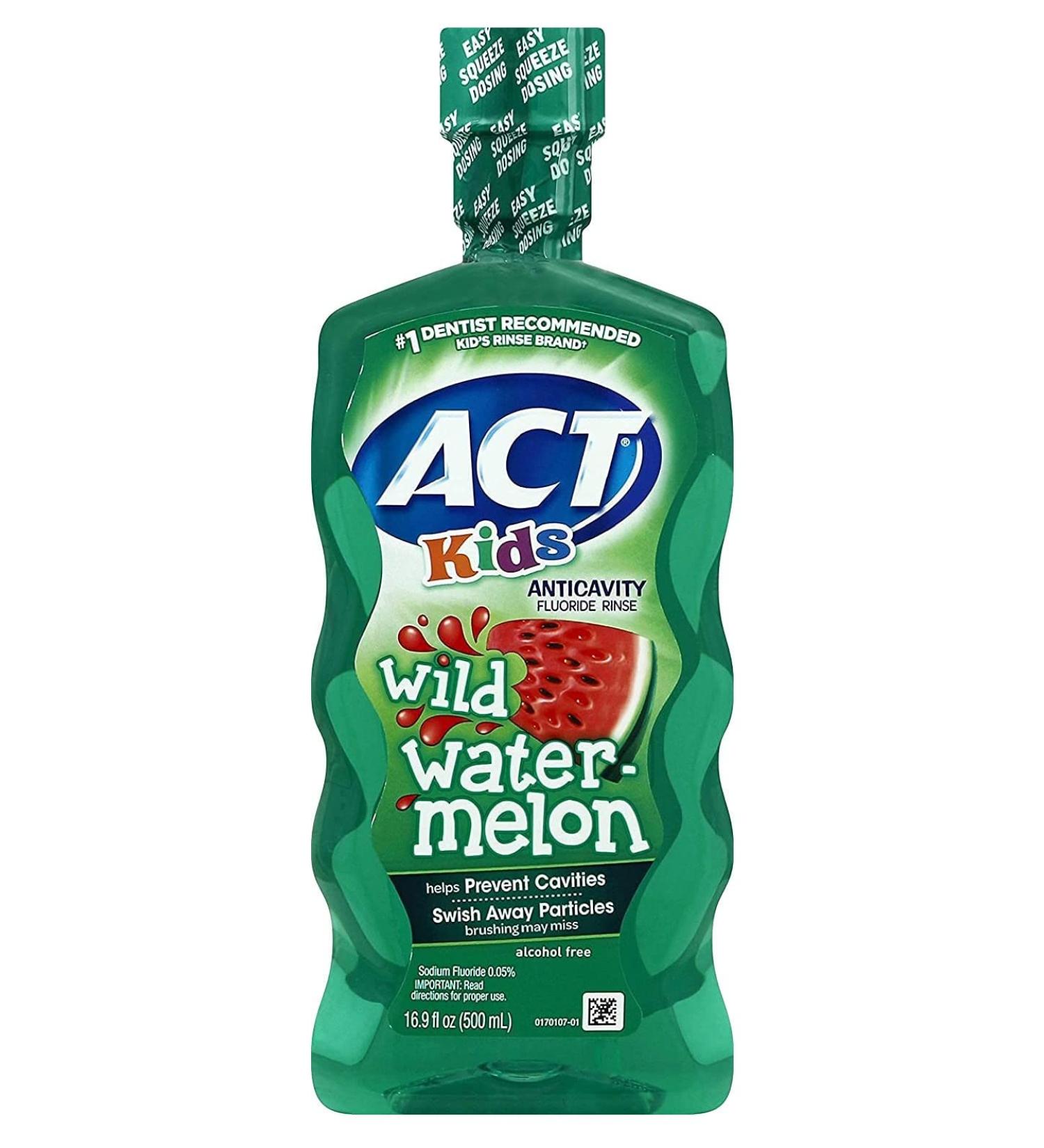 ACT Kids Anti-Cavity Wild Watermelon Fluoride Mouthwash (Pack of 6) - Buy Online on GoSupps.com