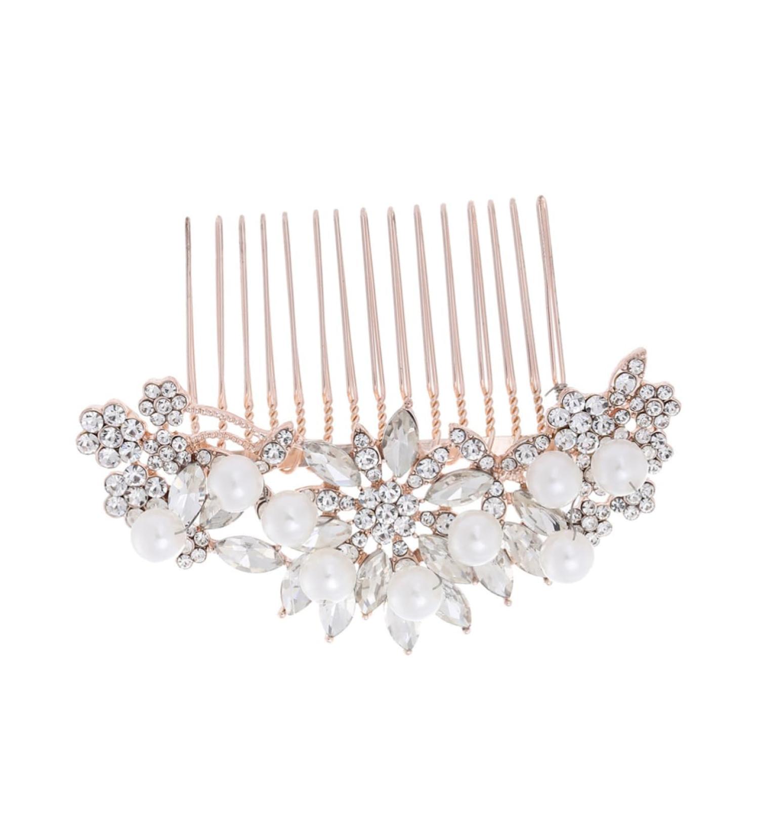 DOITOOL Tiara Pearl Comb Rhinestone Barrettes Fashion Headwear Crystal Hair Comb Bridal Hair Clip Bride Hair Comb Photography Props Wedding Headdress Headgear Hair Accessories - Buy Online on GoSupps.com