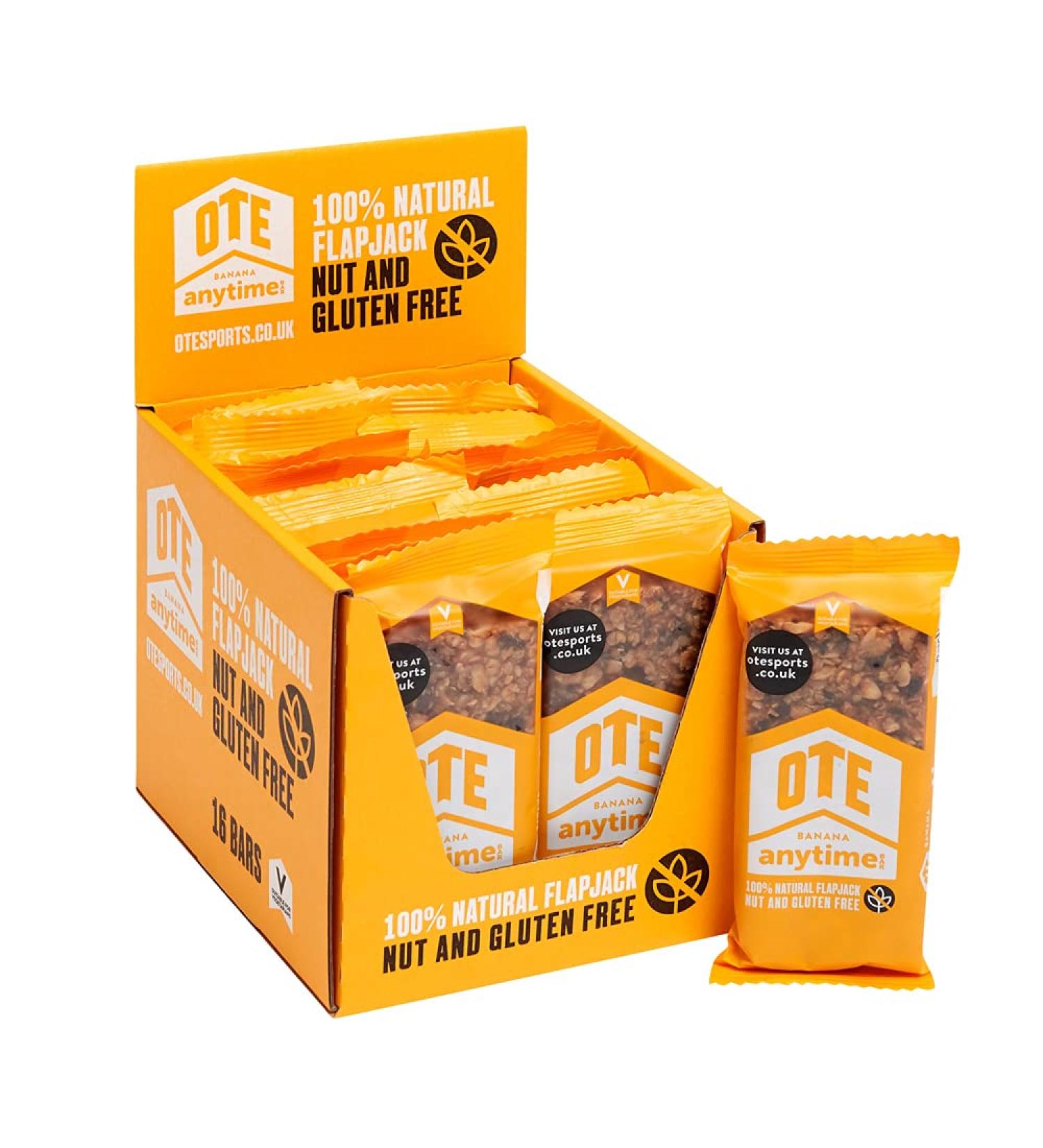 OTE Anytime Bars - Banana Flapjacks for Cycling & Running - Nut & Gluten Free Energy Snacks - Box of 16, 62g - Buy Online on GoSupps.com