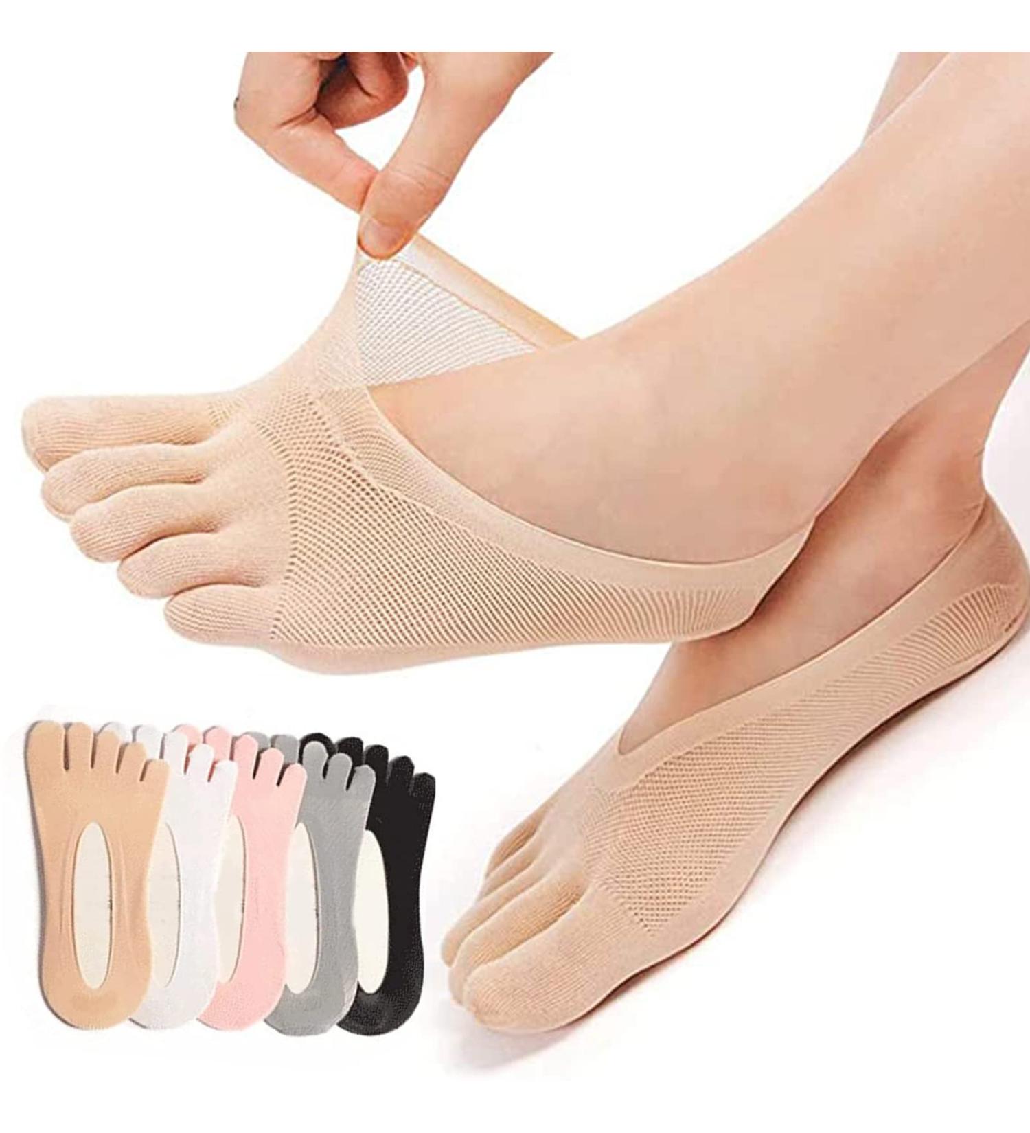Qauxbul 5-Pair Orthopedic Compression Toe Socks for Bunion Relief - Women's No Show Low Cut Five Finger Toe Socks - Buy Online on GoSupps.com