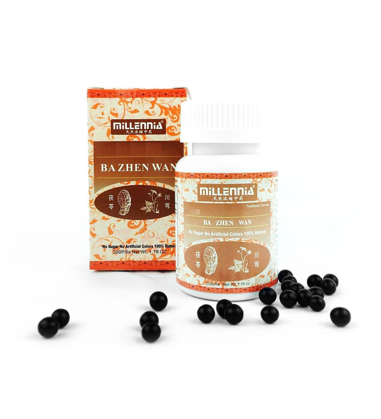 MILLENNIA Herbal Supplement Pills of 8 Treasured Tonics - Ba Zhen Wan - 12 Bottle Pack (200 Pills/Bottle)