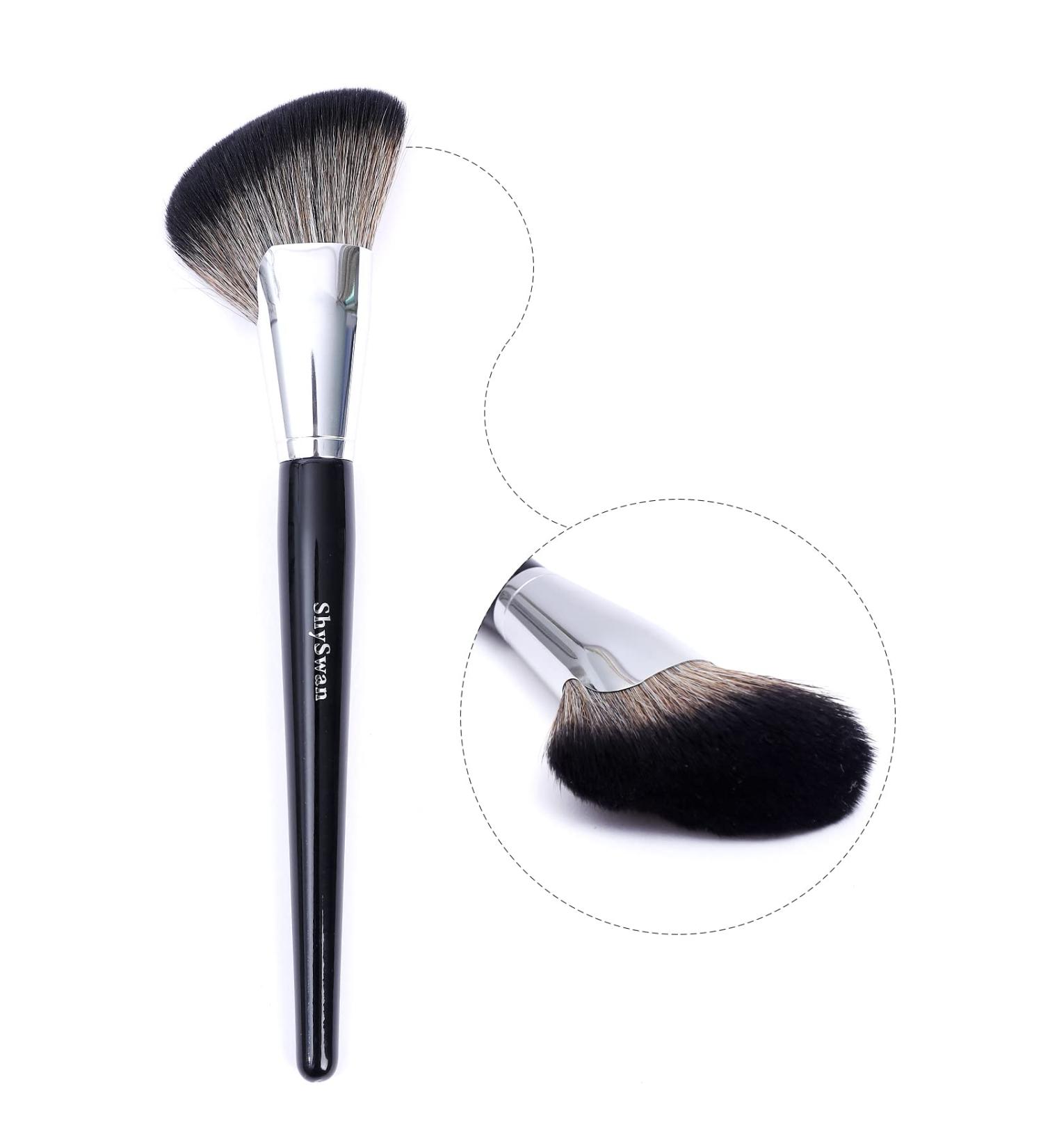 ShySwan Angled Contouring Brush - Sculpt & Define Cheekbones | Black Makeup Tool for Bronzer & Face Powder - Buy Online on GoSupps.com