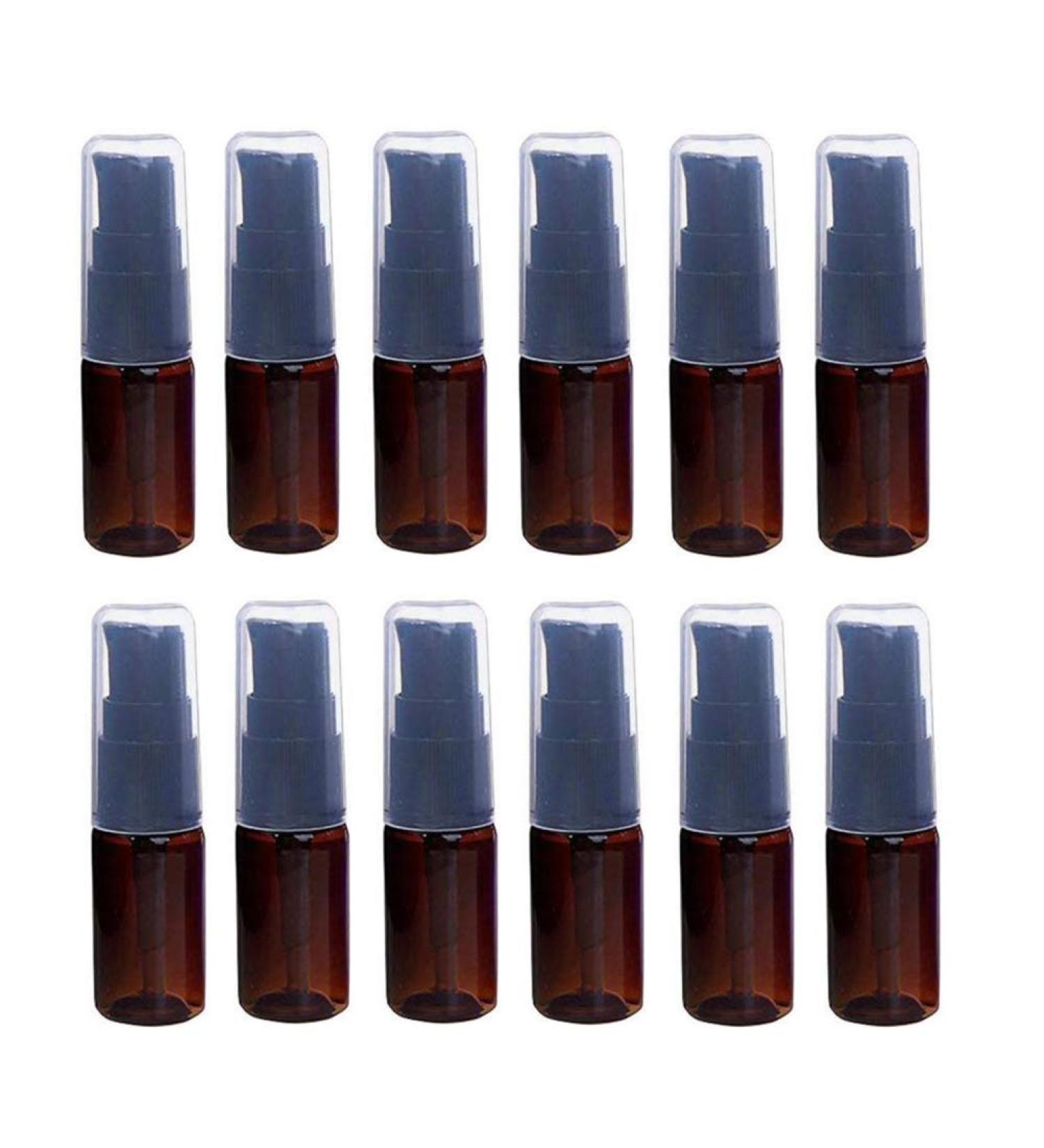 12Pcs 10ml/0.34oz Brown Lotion Pump Bottle with Black Press Pump Head Empty Refillable Makeup Cosmetic Toiletries Liquid Container Dispenser for Emulsion Body Wash Shampoo - Buy Online on GoSupps.com