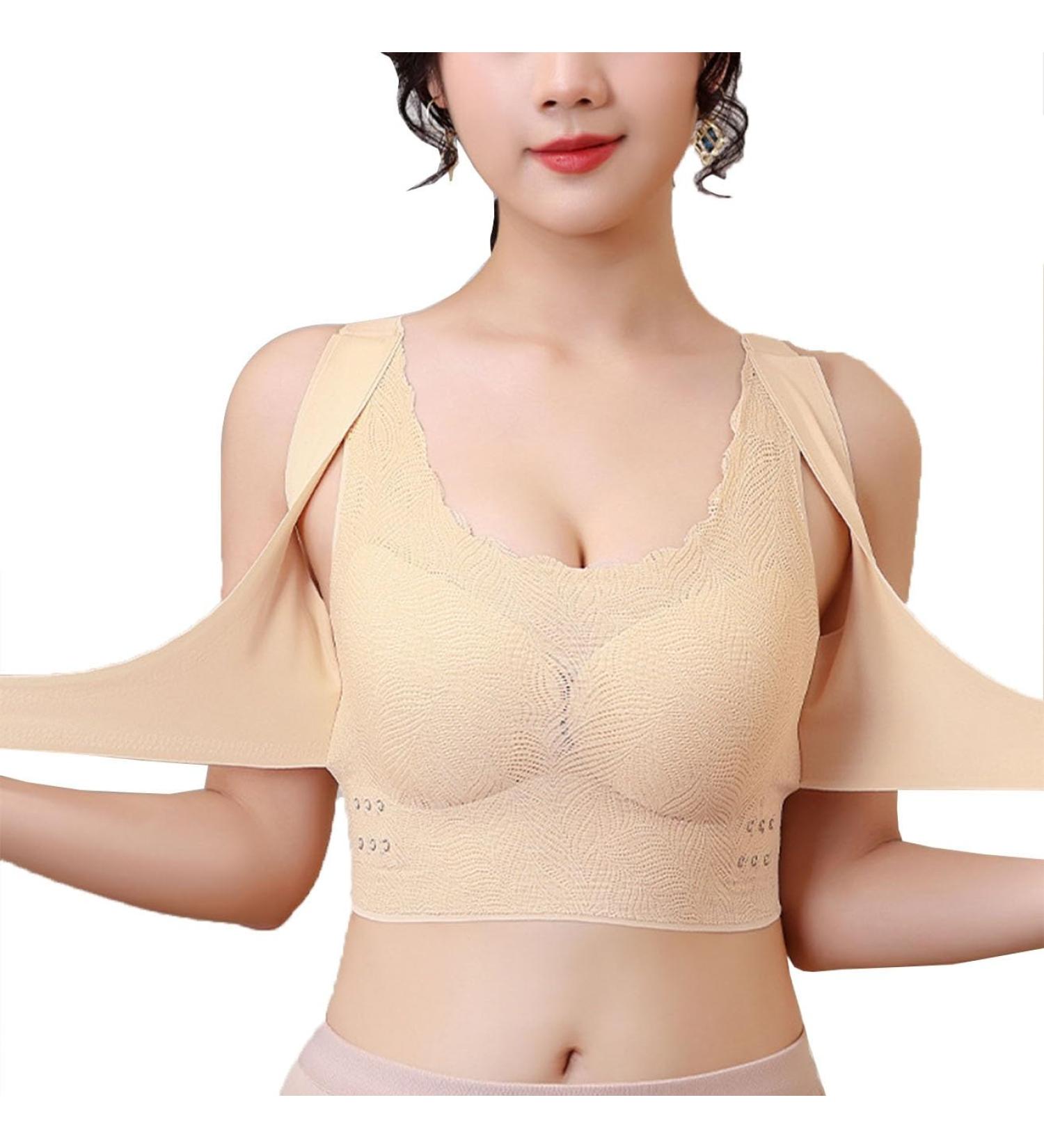 XWSM Dual Support Breast Correction BH | Adjustable Compression Push Up Sport Bra for Women | XXL/XX-Large Skin - Wirefree Comfort - Buy Online on GoSupps.com