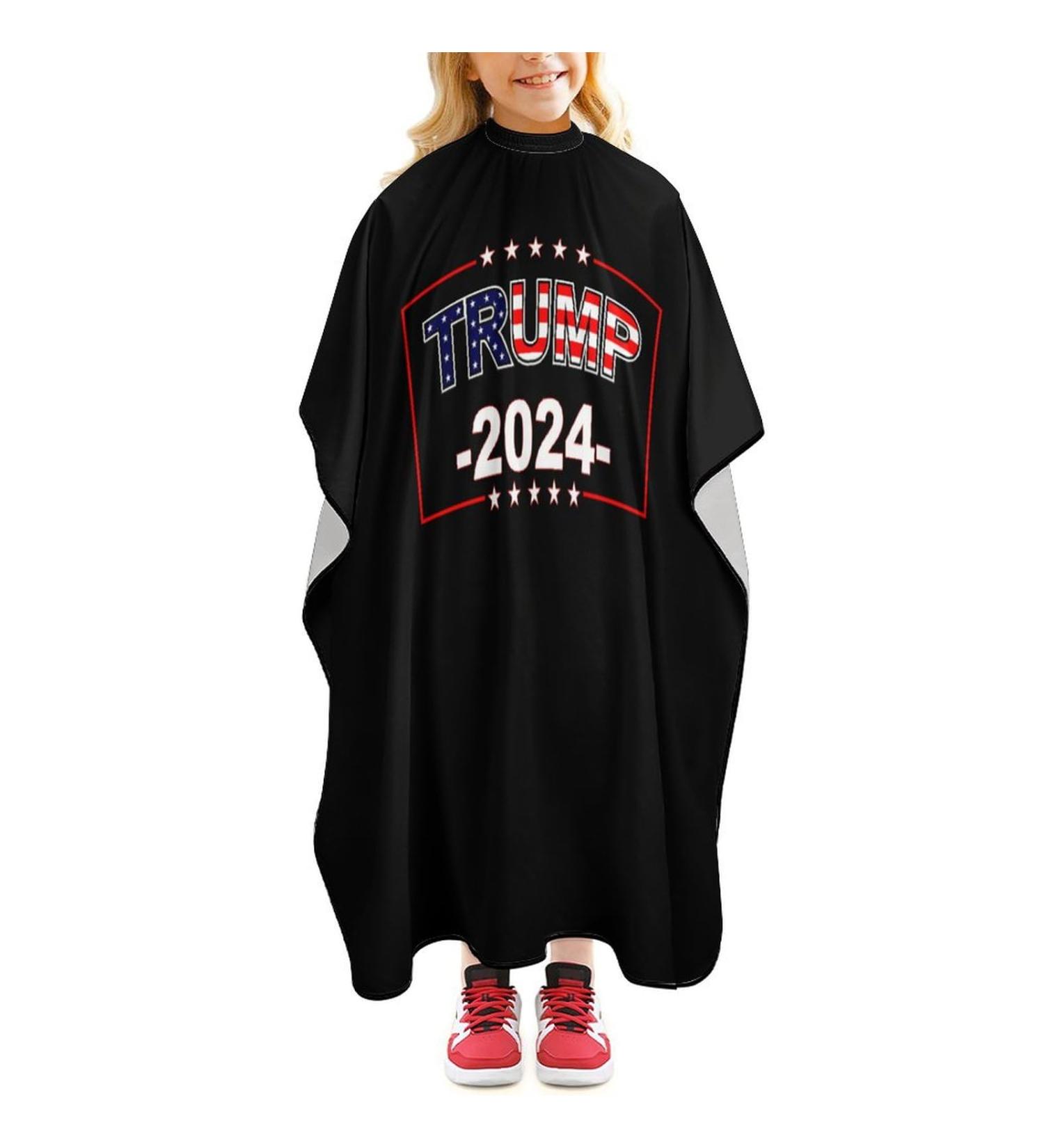 Trump 2024 USA Flag Barber Cape - Funny Professional Salon Hair Cutting Apron for Men & Women - Buy Online on GoSupps.com