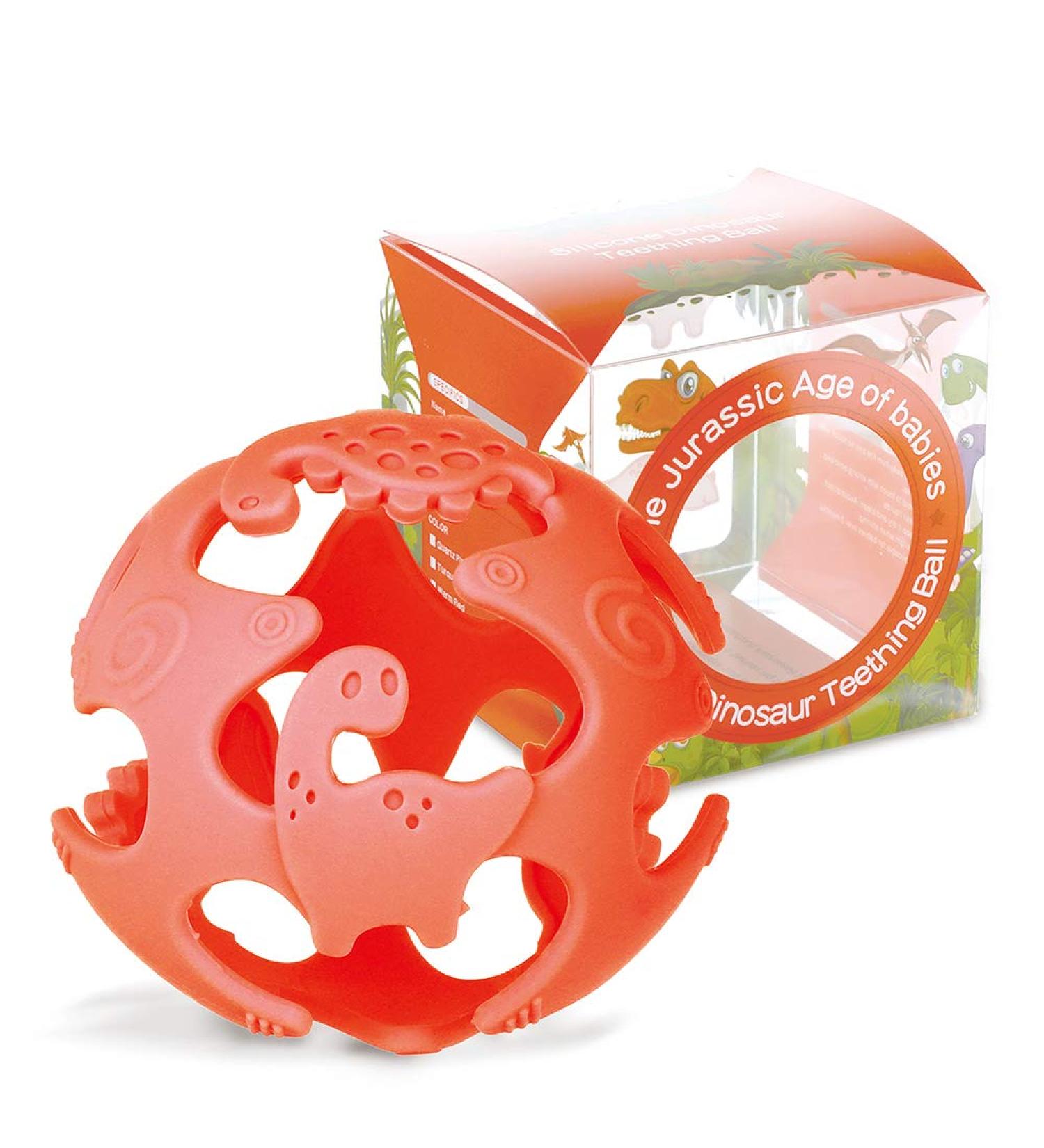 Baby Teething Toys Dinosaur Teethers for 3+ Months - Safe Teether Ball & Pacifier (Red) - Buy Online on GoSupps.com
