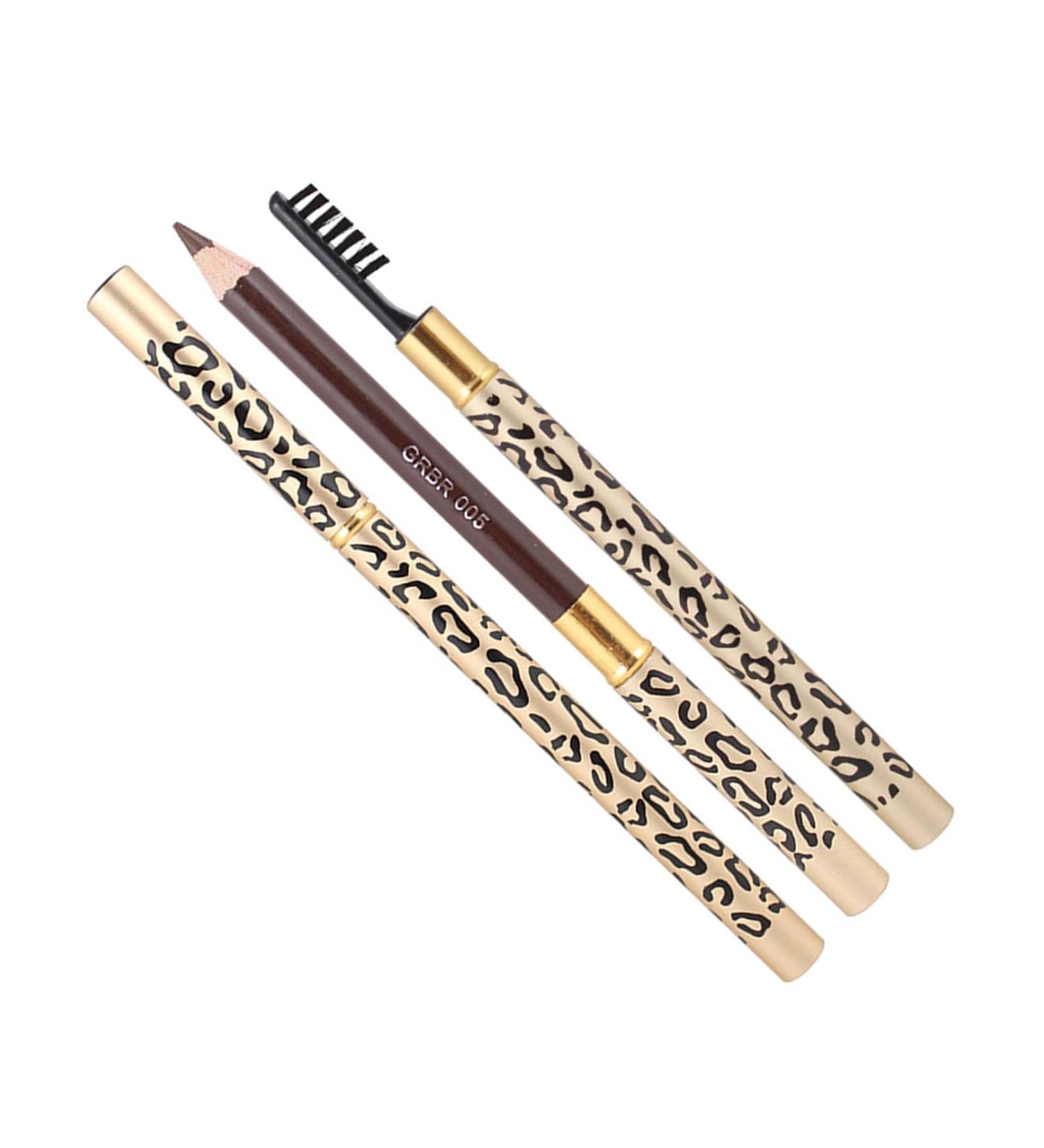 Lot de 2 Crayons Sourcils Double Embout L opard 5 Caf Clair Crayon Sourcils Doux Pinceau Int gr pour Femmes Usage Professionnel et Personnel - Buy Online on GoSupps.com