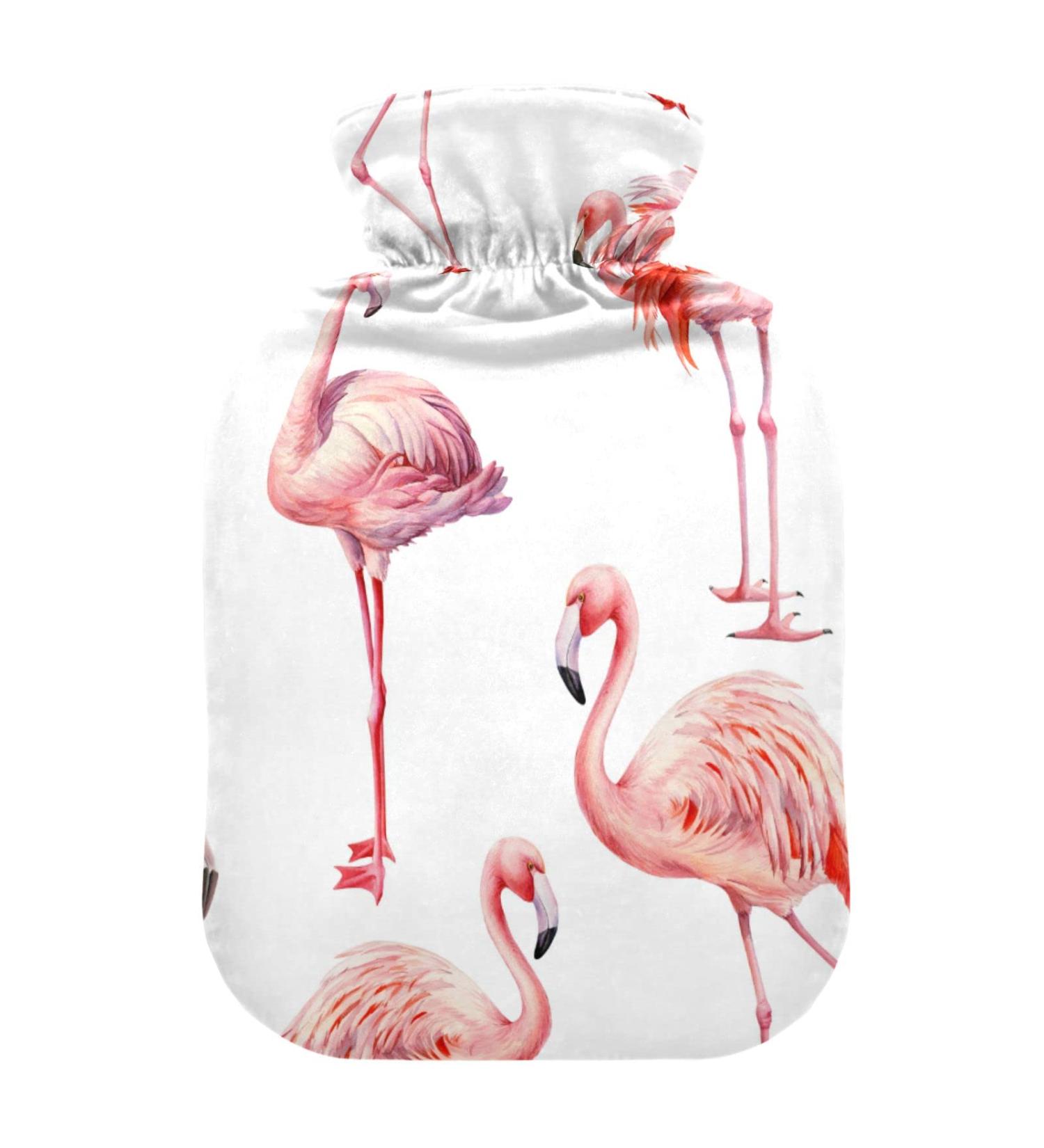 Durable 1L Heat Bottle | Warm-Up Bag for Pain Relief - Pink Flamingo Watercolor Design - Buy Online on GoSupps.com