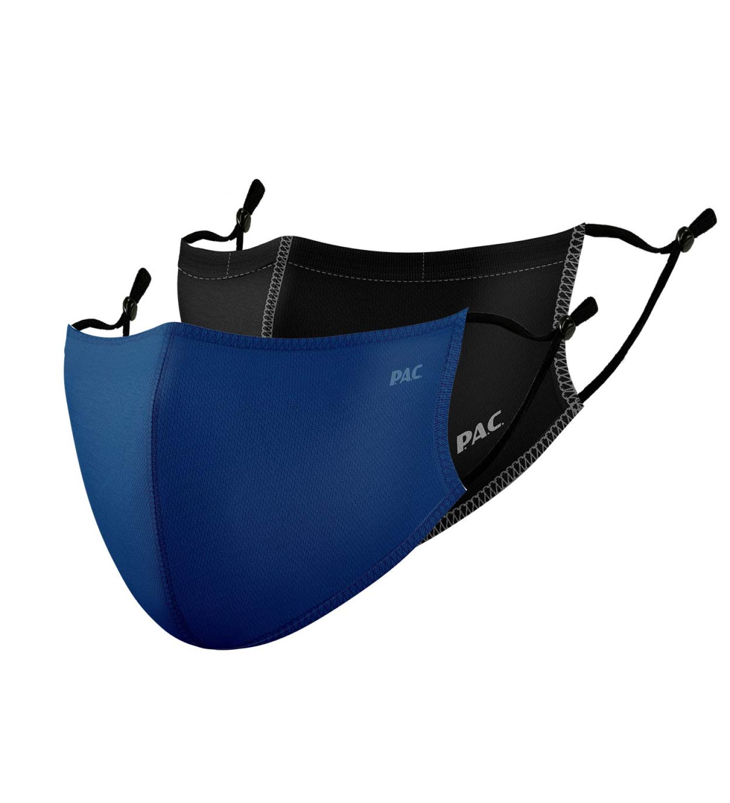 Buy P.A.C. Lightweight 2-Pack Premium Community Masks | Washable Reusable Oeko-Tex Certified - Blue & Total Black - Buy Online on GoSupps.com