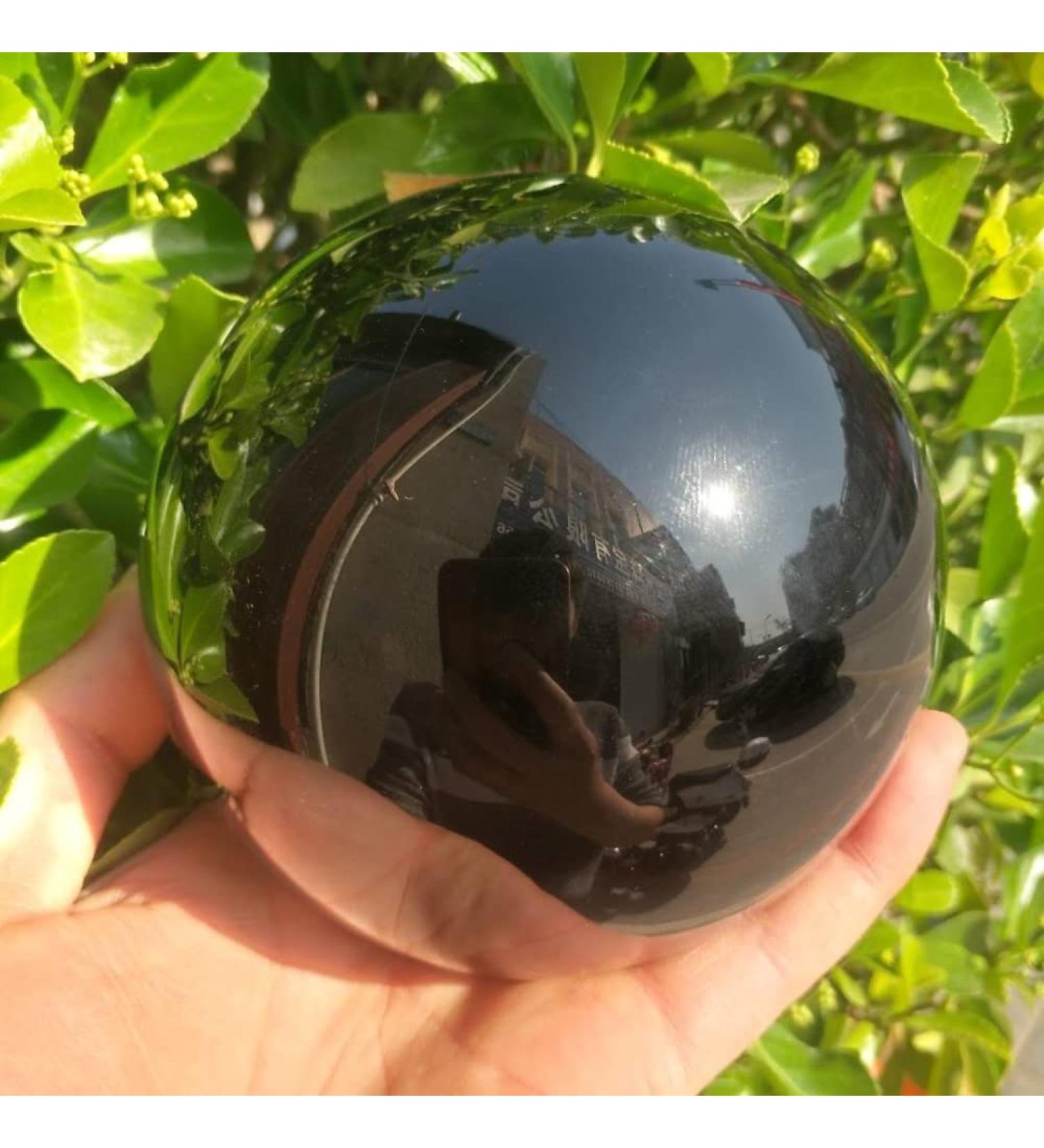 Crystal 11CM Large Spherical Obsidian Quartz Natural Stone Crystal Quartz with Base for Home Decoration - Buy Online on GoSupps.com
