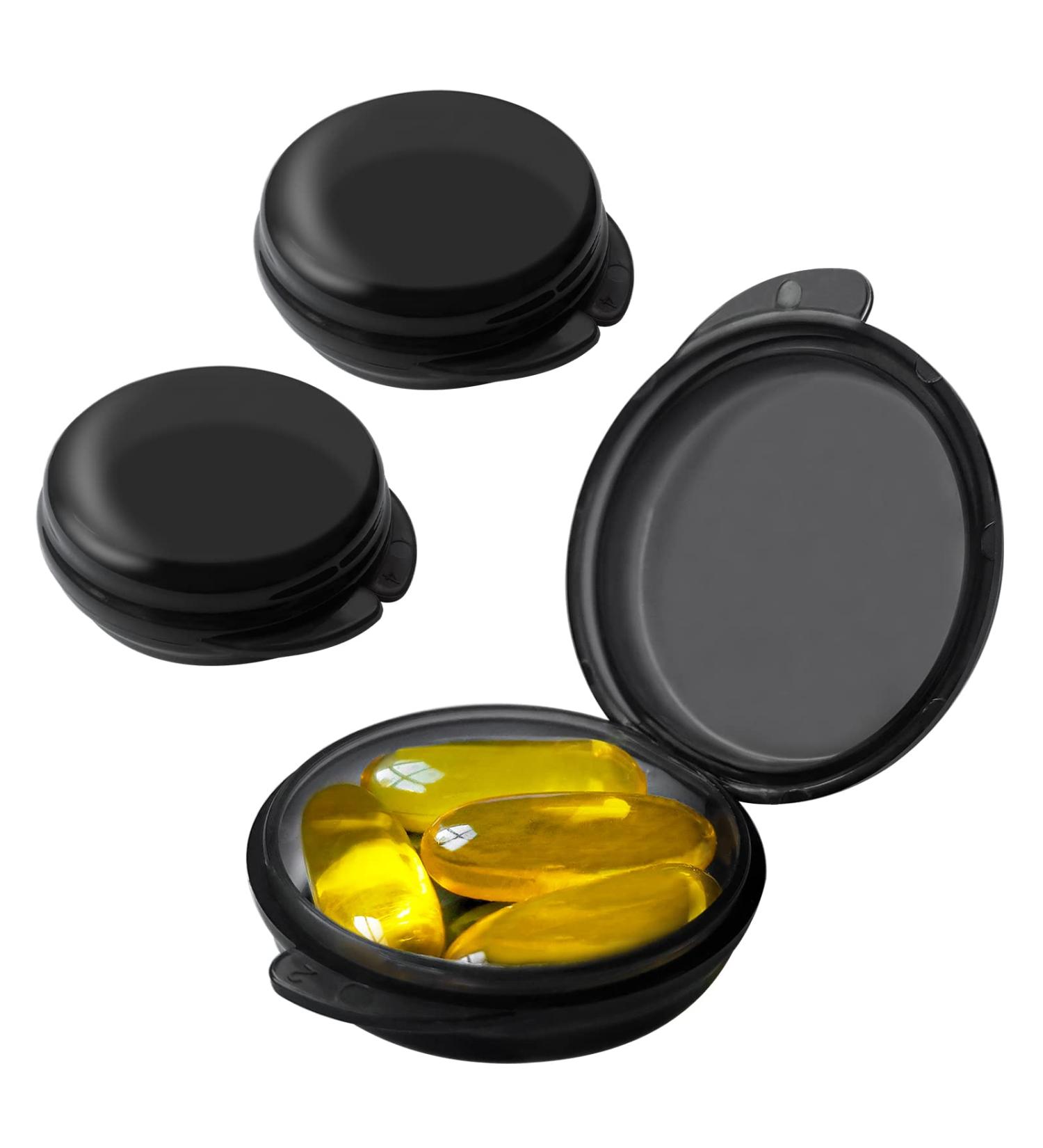 Small Pill Box (3 Pack) Daily Mini Pill Organizer - Portable Travel Case for Medicine Storage and Earplugs (Black) - Buy Online on GoSupps.com