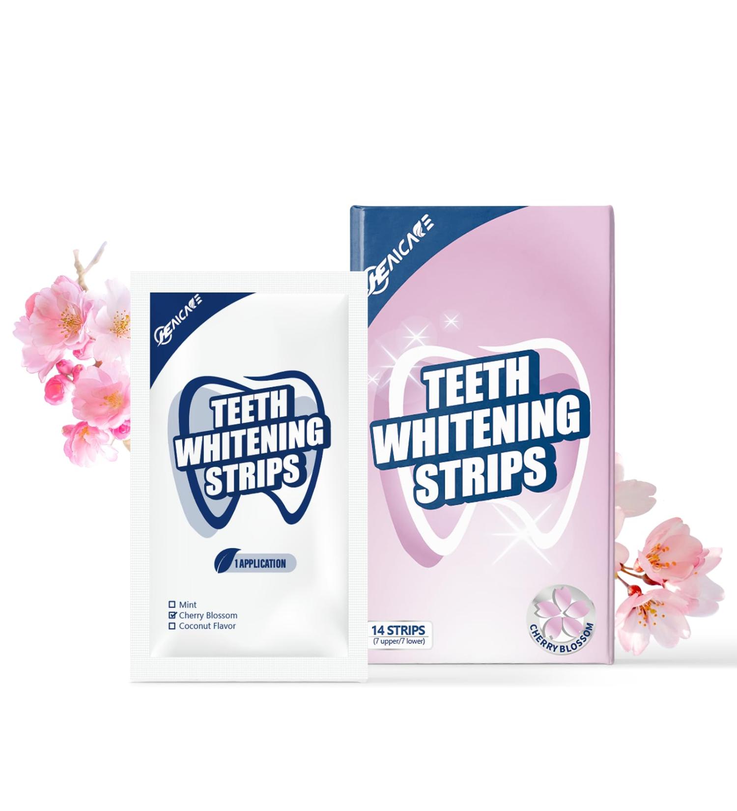 Whitening Strips for Sensitive Teeth - 28 Professional Cherry Blossom Treatments | Safe & Effective Teeth Whitening Kit - Buy Online on GoSupps.com