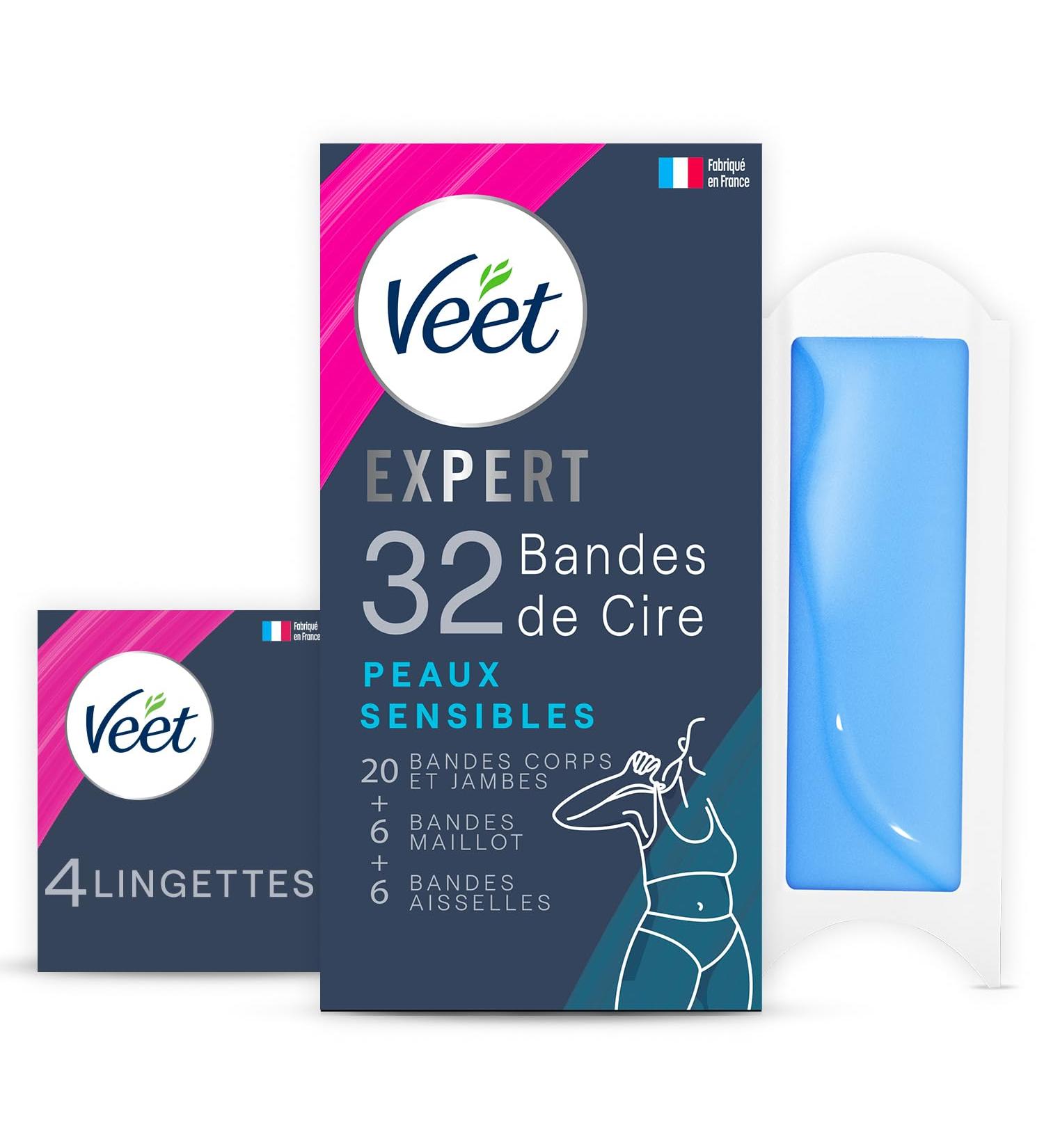 Veet Expert - 32 Cold Wax Strips - Legs and Underarm - Sensitive Skin - Perfect Finish - Long Lasting Hair Removal - Buy Online on GoSupps.com