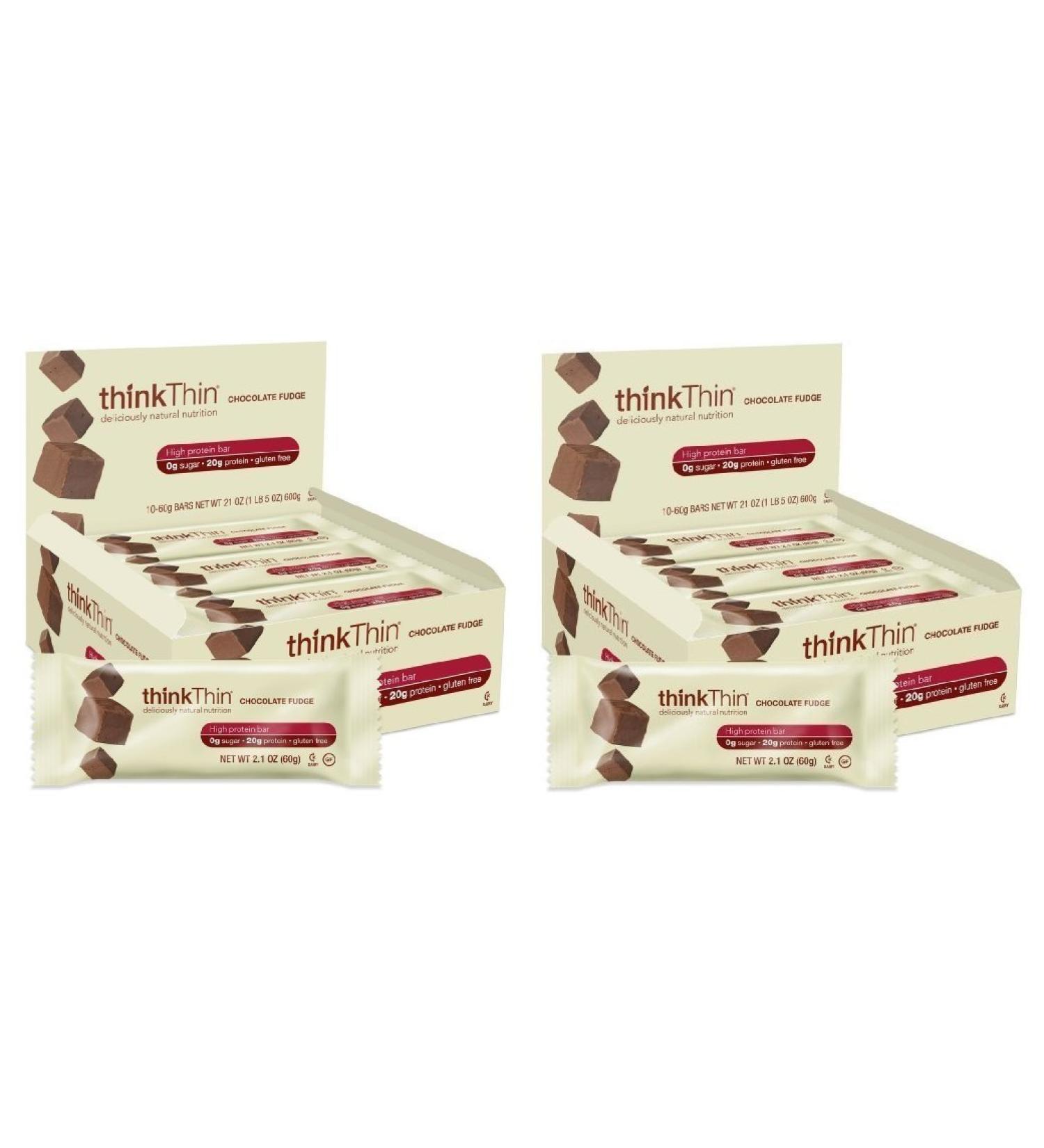thinkThin Chocolate Fudge 60g bars (Pack of 10) 2 Pack