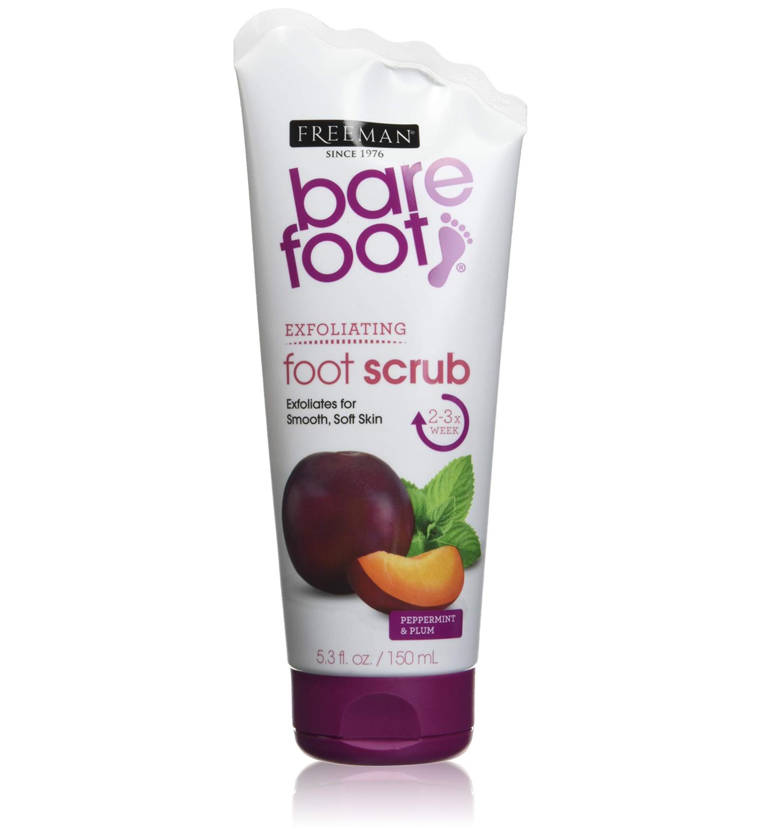 Freeman Bare Foot Exfoliating Foot Scrub Peppermint and Plum 5.3 oz - Refreshing Peppermint + Plum Scrub - Buy Online on GoSupps.com