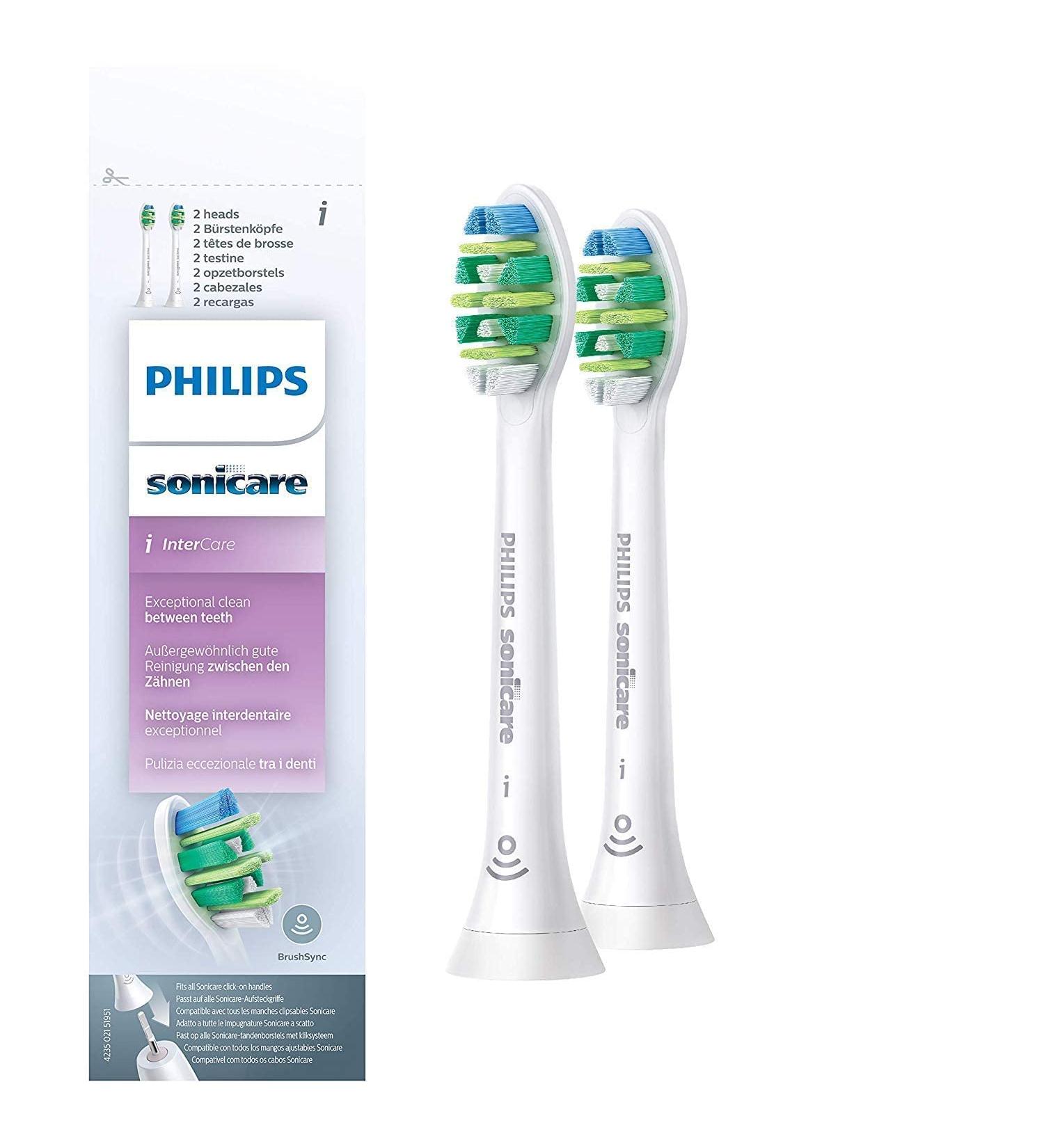 Philips Sonicare Intercare HX9002/10 - 2 Pack Electric Toothbrush Heads | Up to 7x Plaque Removal | RFID Chip | Standard White - Buy Online on GoSupps.com