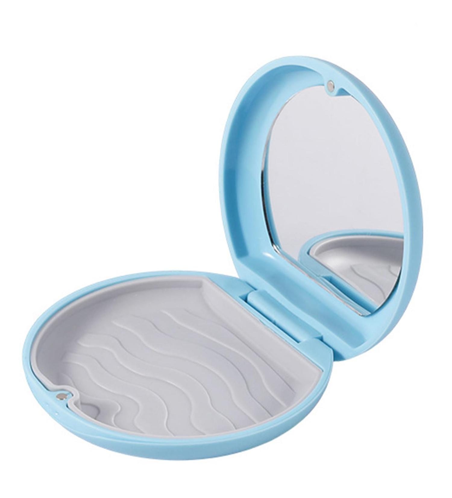 Orthodontic Box Retainer Case Aligner Case Denture Boxes Denture Storage Container Orthodontic Round Retainer Box (Blue+Mirror) - Buy Online on GoSupps.com