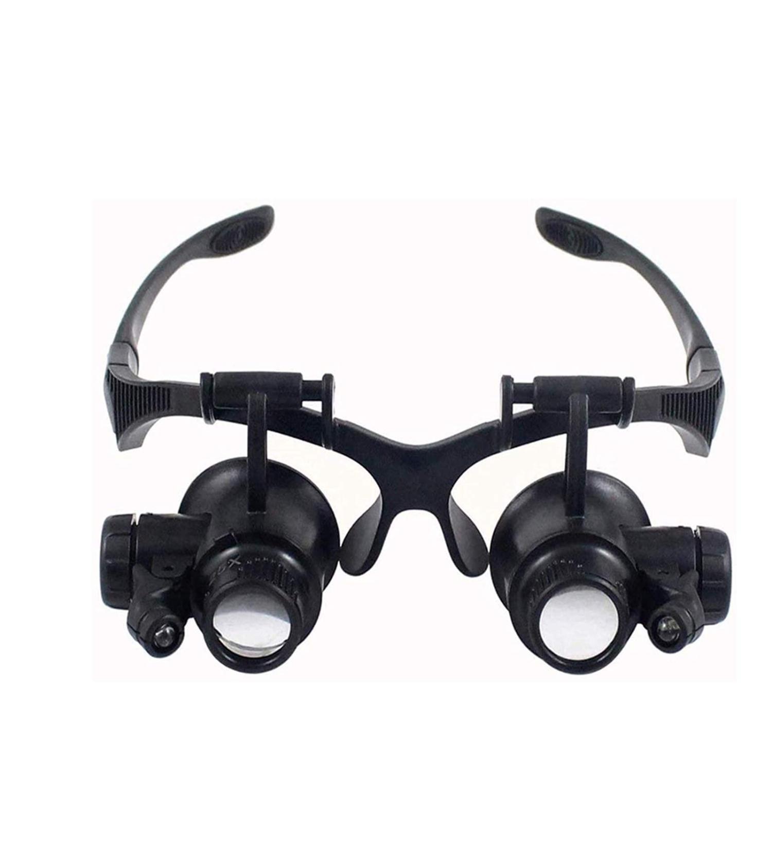 Lightweight Magnifying Glass with Led Light 10 Times 15 Times 20 Times 25 Times High-Definition Binocular Head-Mounted Magnifier Used for Repaiclocks and Reading Lofty Ambition - Buy Online on GoSupps.com