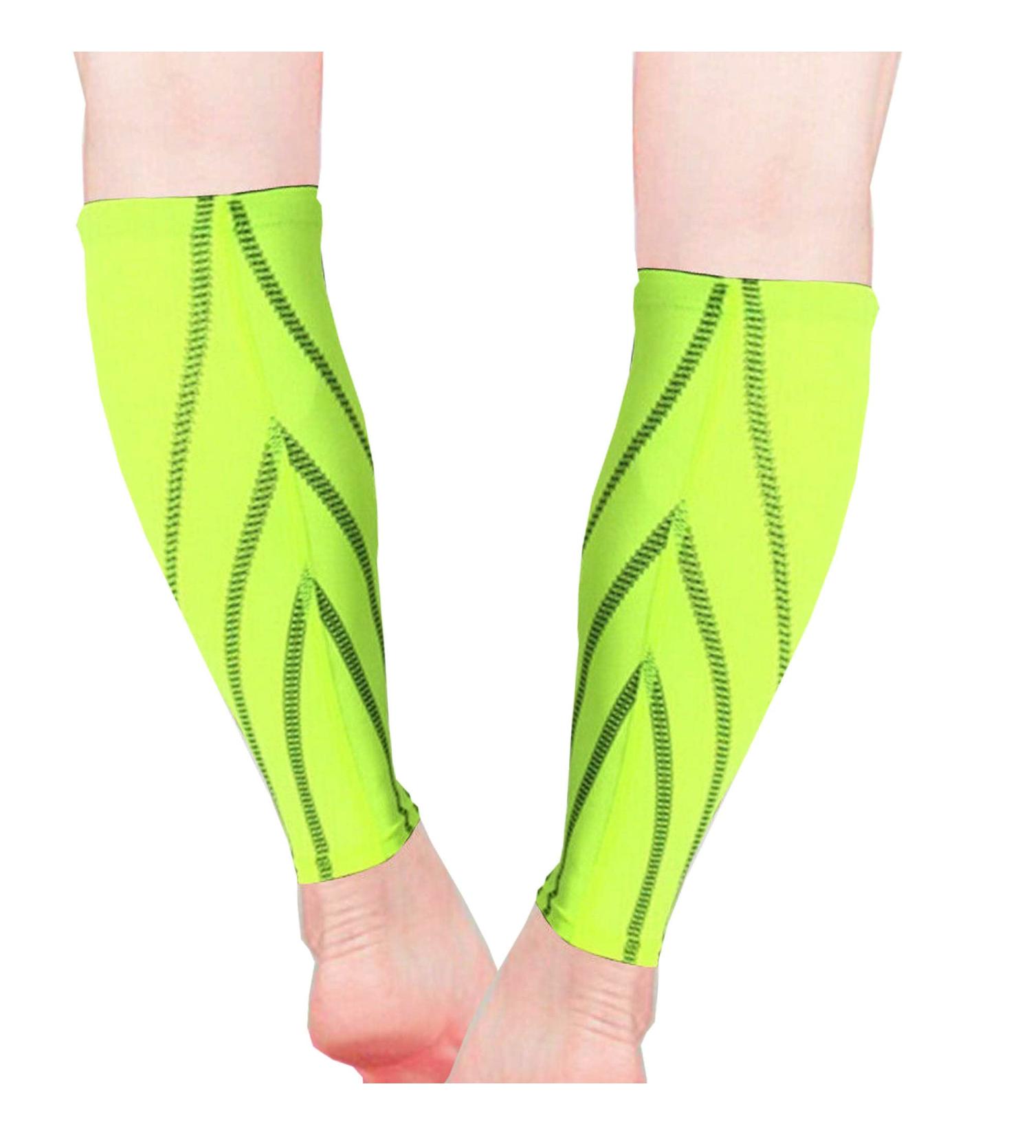 Gemx Calf Compression Sleeve - Footless Shin Splints Support - Breathable Neoprene Fabric - Ideal for Running, Cycling & Hiking - Size L (Calf Wave) Green - 1 Pair - Buy Online on GoSupps.com