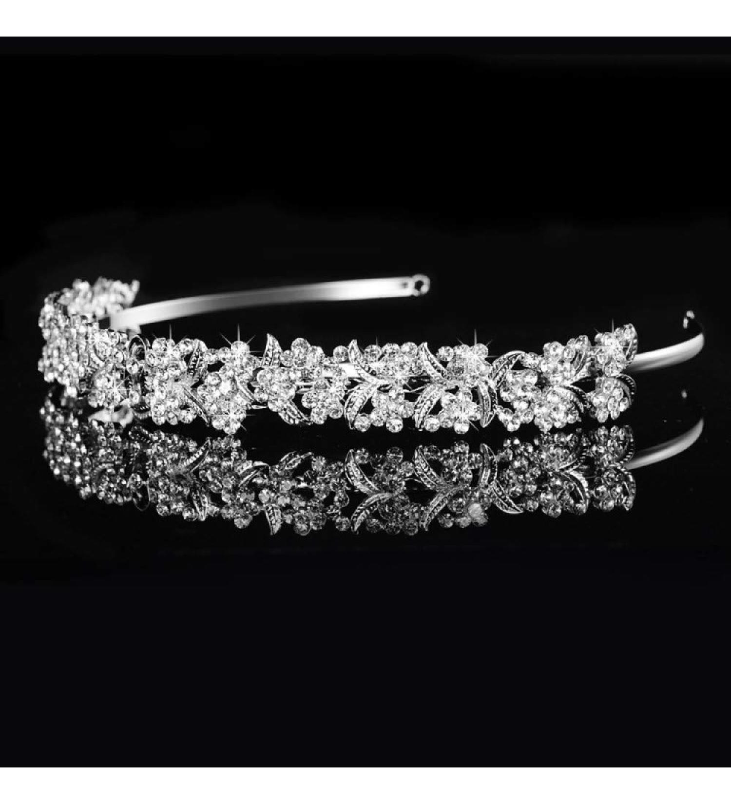 Handmade Crystal Rhinestone Flower Tiara Headband for Bridal Wedding Events - Buy Online on GoSupps.com