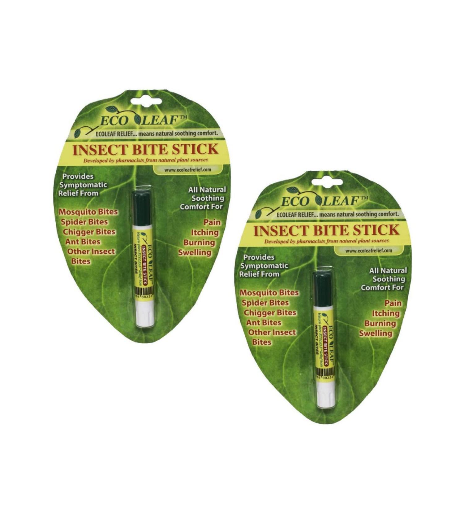ECOLEAF Natural Insect Bite Stick 2 Pack | Organic Plant Extracts | USA Made for Pain & Itch Relief | Mosquito, Spider, Chiggers, Ants | 2 Count - Buy Online on GoSupps.com
