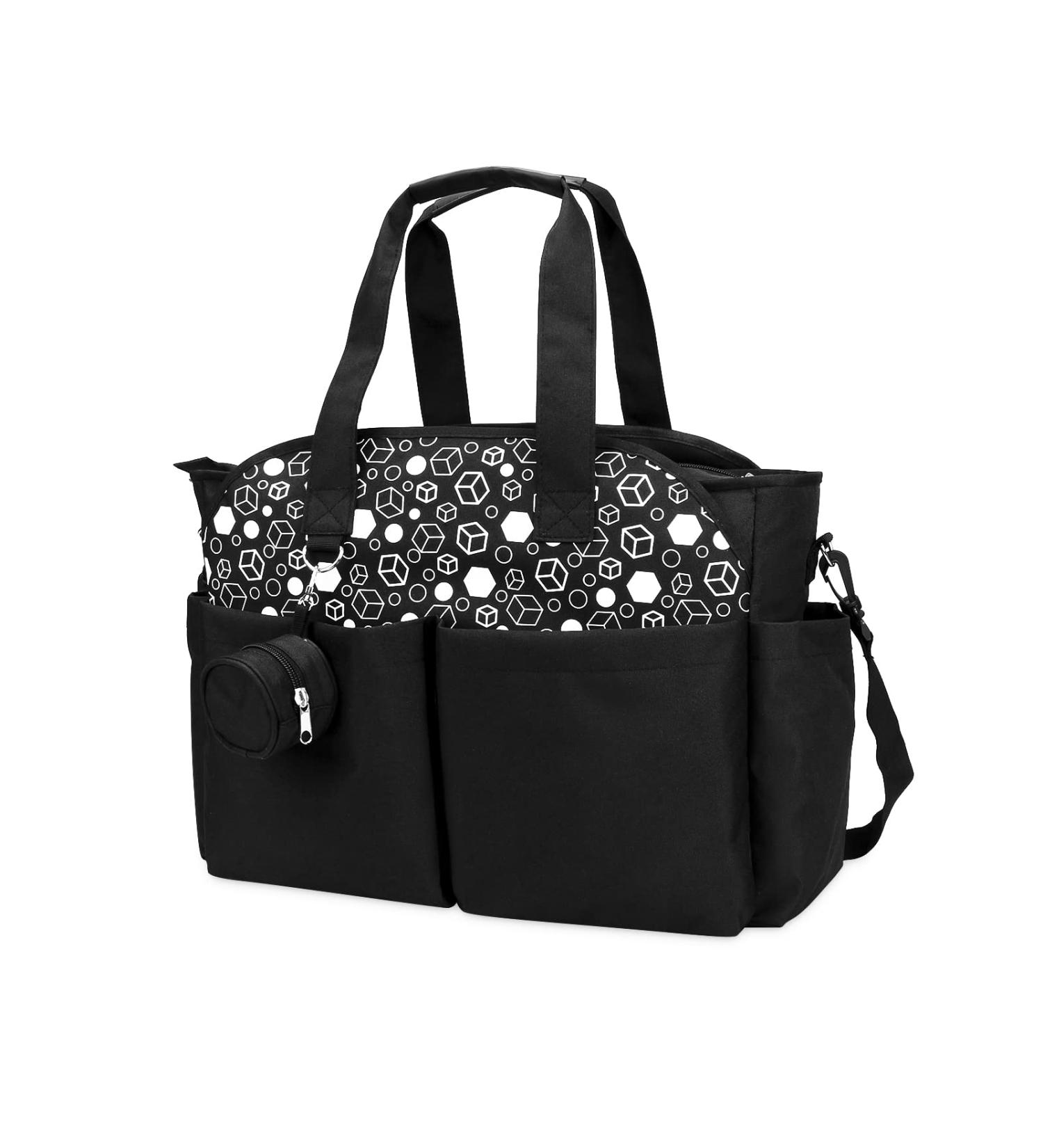 SONARIN Multi-Function Waterproof Baby Changing Tote Bag - Large Capacity Diaper Satchel with Pacifier Holder, Travel Messenger Bag for All Baby Accessories (Black) - Buy Online on GoSupps.com