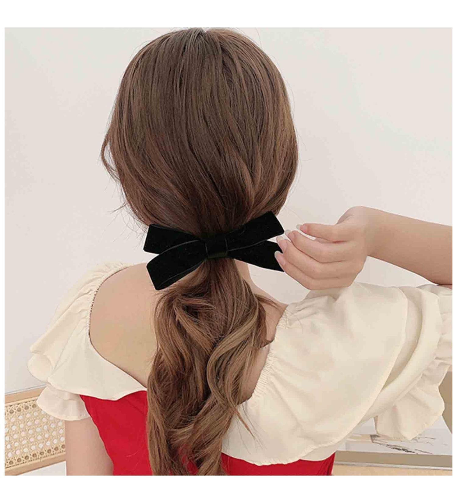 Yheakne Black Velvet Bow Hair Clip | Satin Barrette Headwear for Women & Girls | Winter Hair Accessory Gift - Buy Online on GoSupps.com
