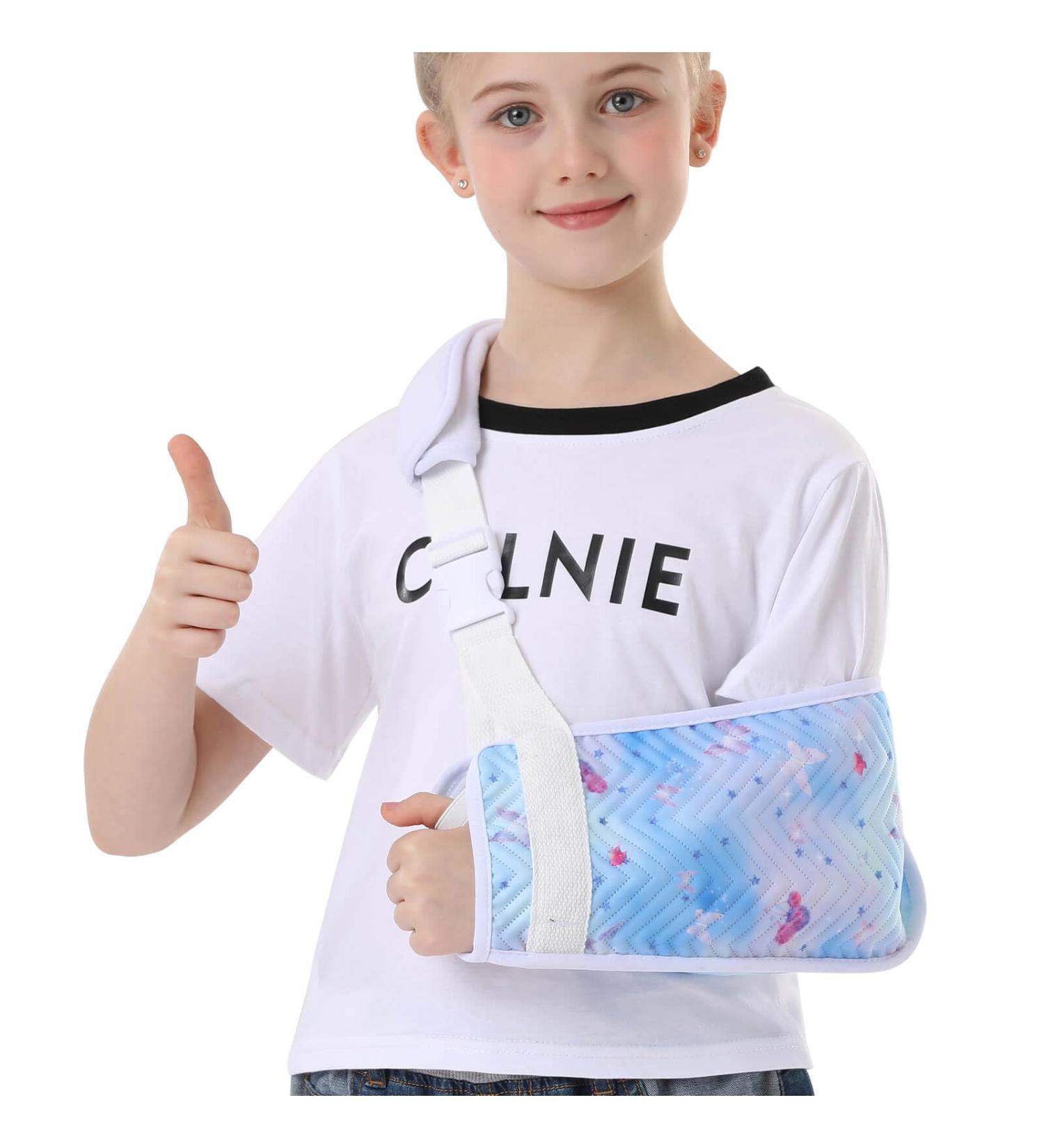 Kids Arm Sling for Shoulder Injury - Removable Shoulder Pad Blue Butterfly Design Medical Immobilizer for Girls (Small - Buy Online on GoSupps.com