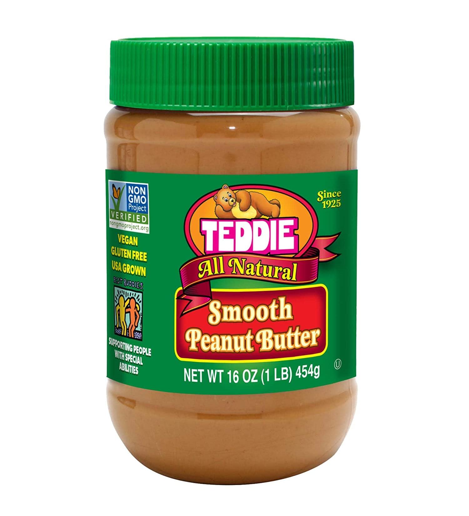 Teddie All Natural Smooth Peanut Butter - Gluten Free, Vegan - 16 oz Plastic Jar - Buy Online on GoSupps.com