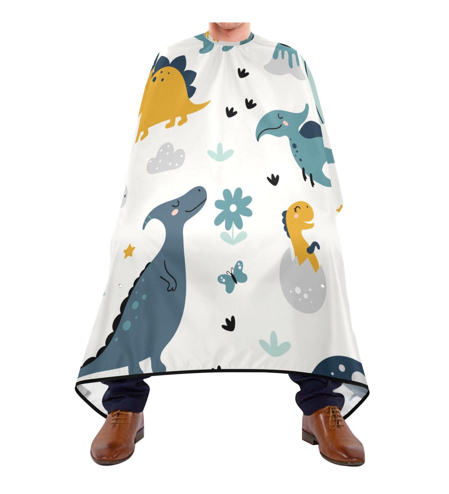 Waterproof Barber Cape - Cute Dinosaur Volcanoes & Cheetah Hair Cutting Bib for Men & Women | Unisex Haircut Apron - Buy Online on GoSupps.com