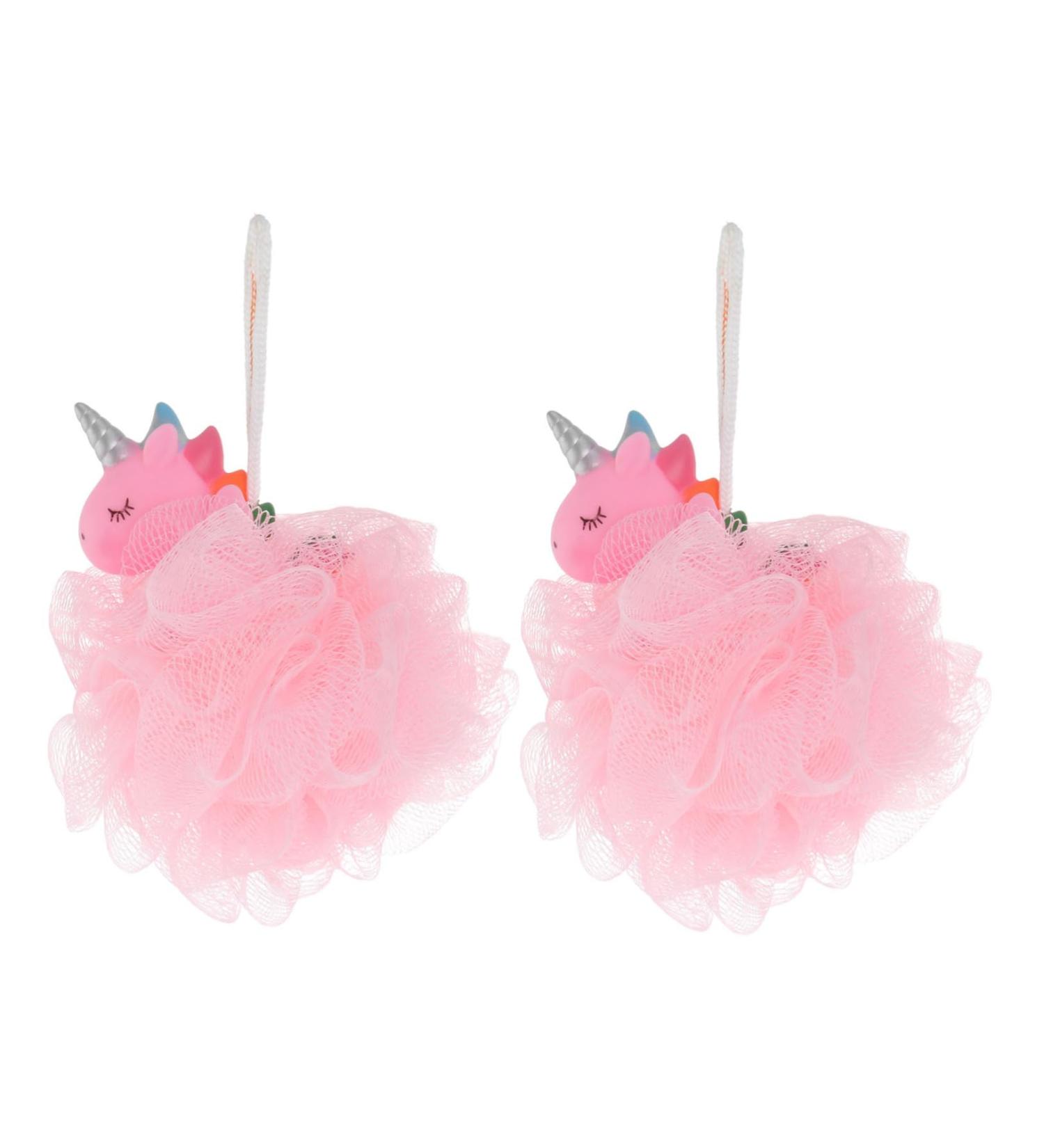 MERRYHAPY Unicorn Bath Ball Exfoliator Sponge - 2pcs Loofah for Infants | Bubble Bath & Body Scrubber for Baby Girls | Pink Bathing Essential - Buy Online on GoSupps.com