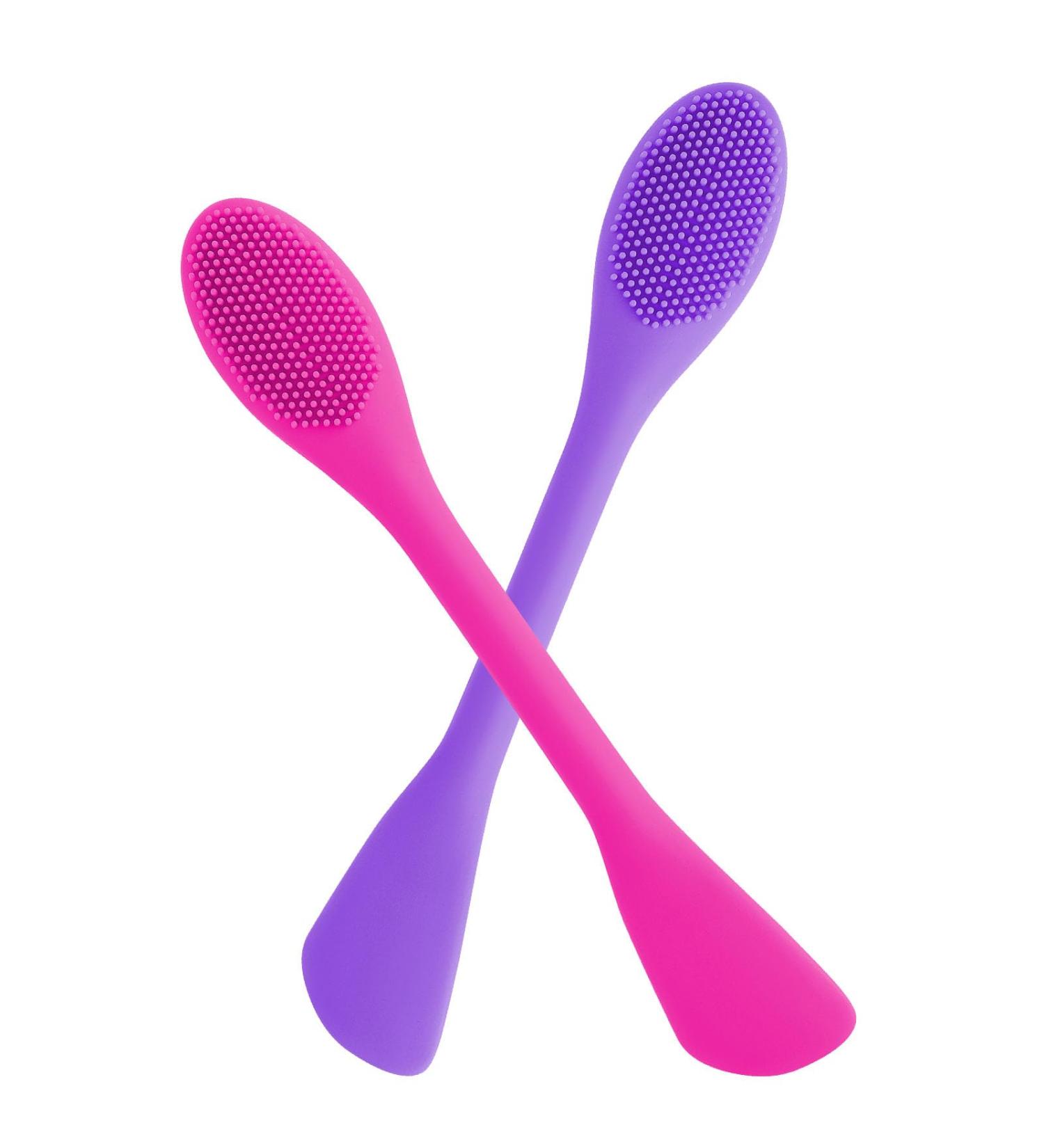 Prasacco 2 PCS Silicone Face Mask Applicator Brushes | Double-head Beauty Tools for Mud, Clay, Charcoal Masks | Rose Red Purple - Buy Online on GoSupps.com