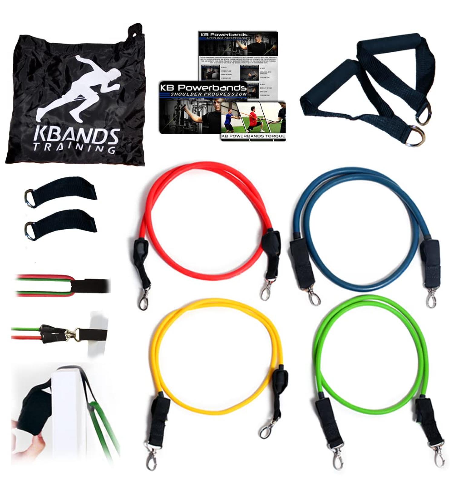 KB Powerbands Resistance Bands Set | Exercise Bands with Handles & Door Anchor for Strength Training & Physical Therapy - Includes Digital Training Downloads - Buy Online on GoSupps.com