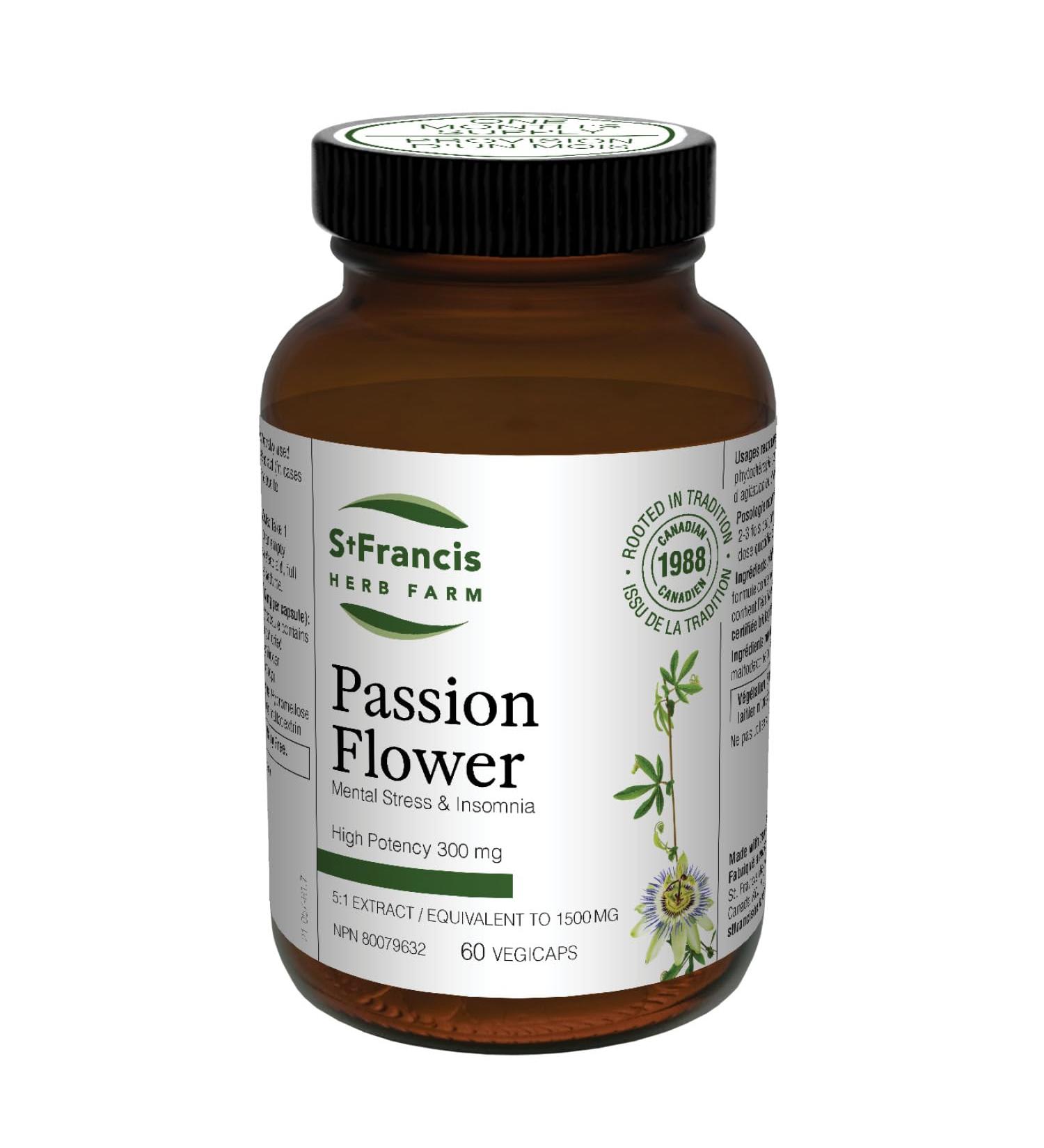 St. Francis Herb Farm | Passion Flower 5:1 Extract Capsules | Sleep Aid | Helps to Alleviate Anxious Restlessness | Eases Transition | Mental Stress Relief | 60 Vegicaps - Buy Online on GoSupps.com