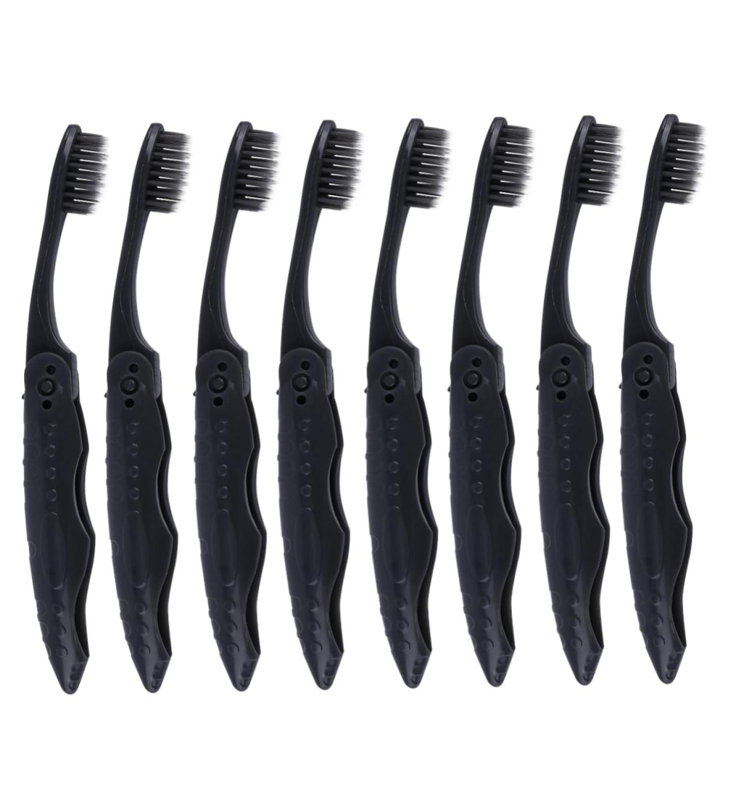 FRCOLOR 8pcs Charcoal Folding Toothbrush - Travel-Friendly Compact & Grey - Ideal for International Shipping - Buy Online on GoSupps.com